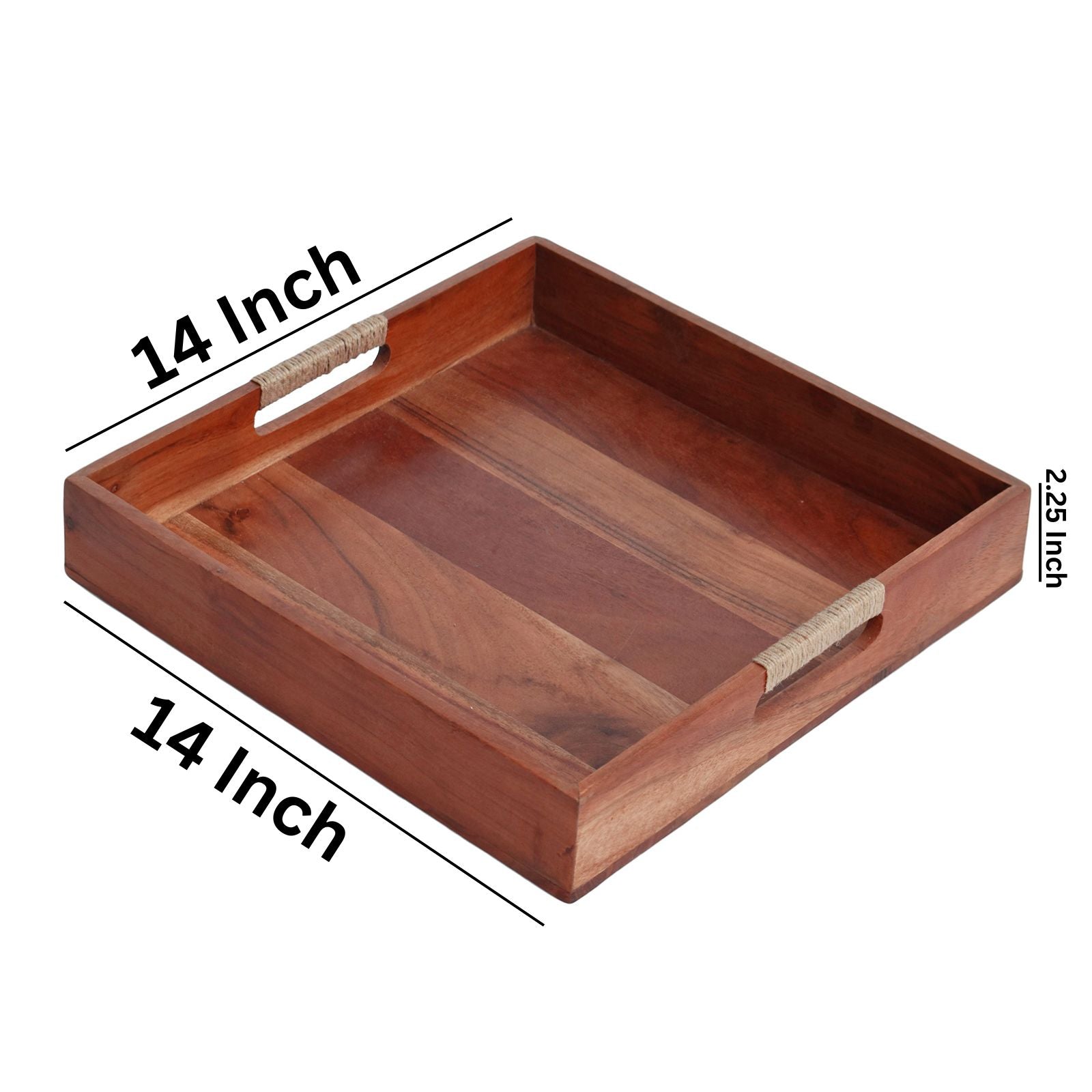 Jute Wooden handles Acacia tray
