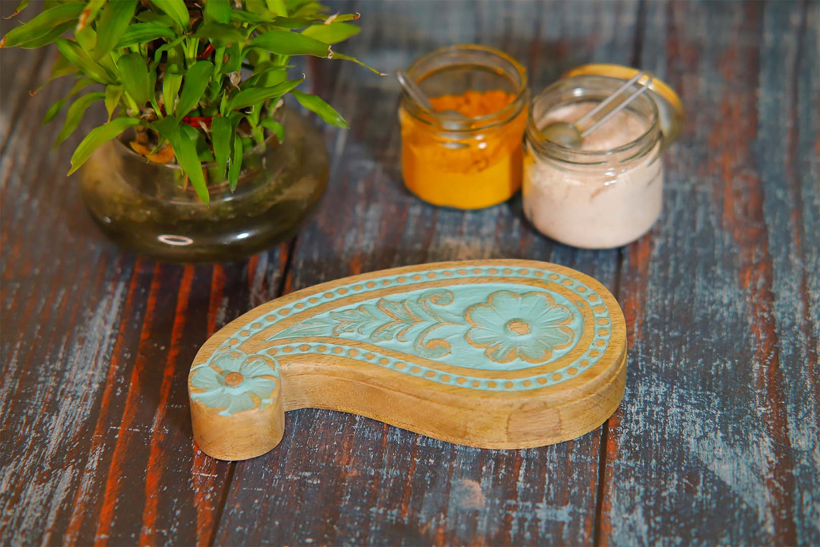 Wooden Carved  Spice Box
