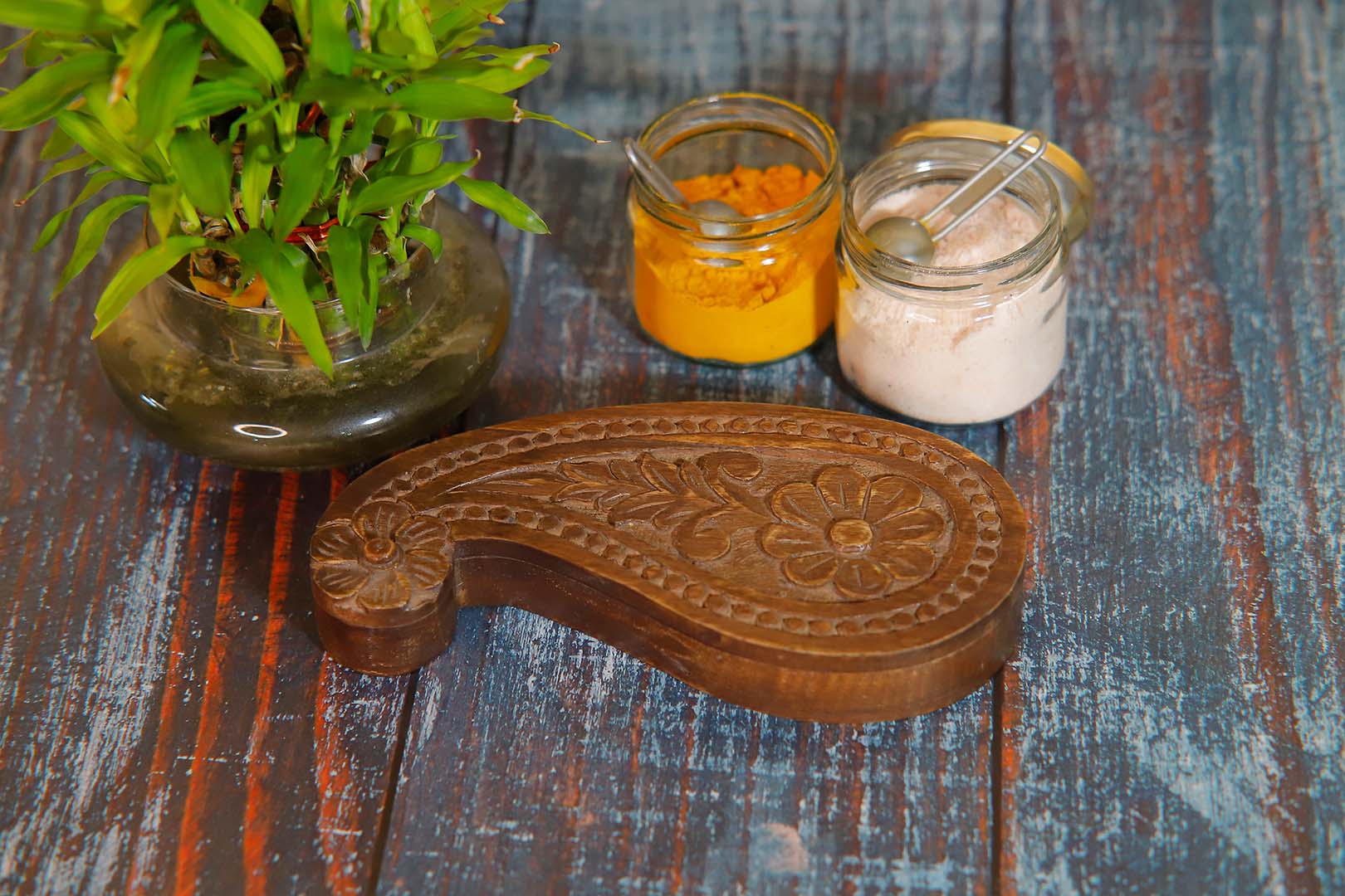 Wooden Carved  Spice Box