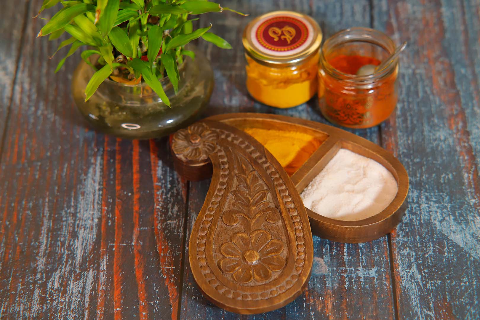 Wooden Carved  Spice Box