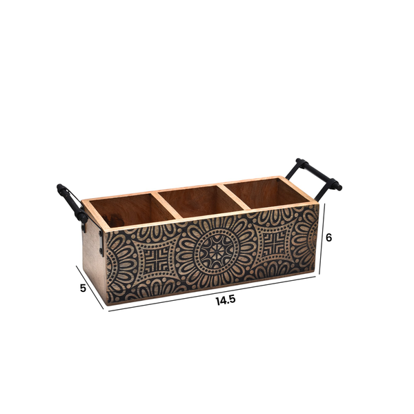 Wooden Carved Cutlery Organiser (GD6300)