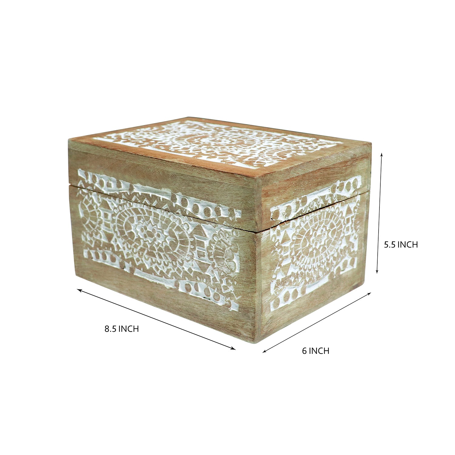wooden Carved Wooden Box (8.5X6X5.5)