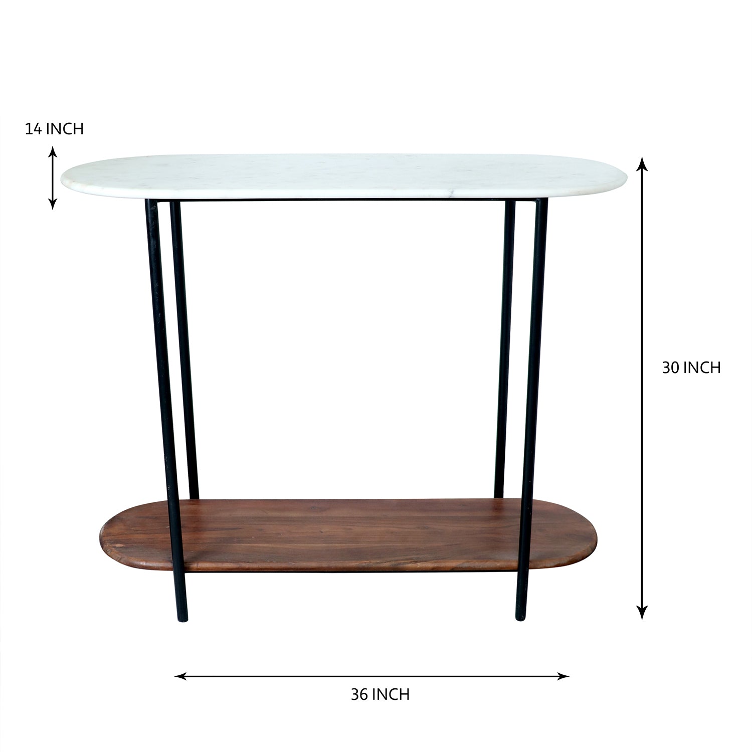 Wooden metal large console with marble top