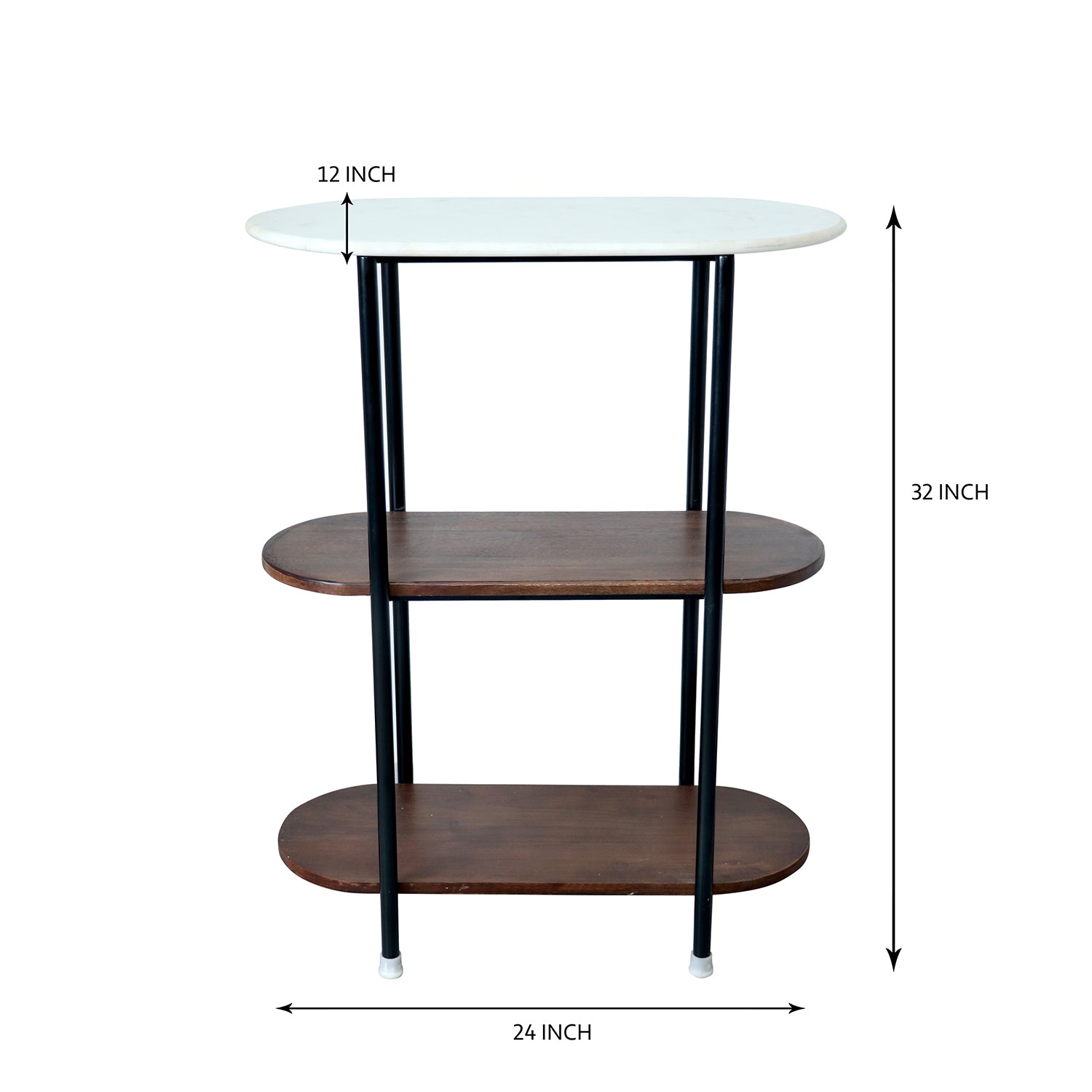 Wooden metal small console with marble top