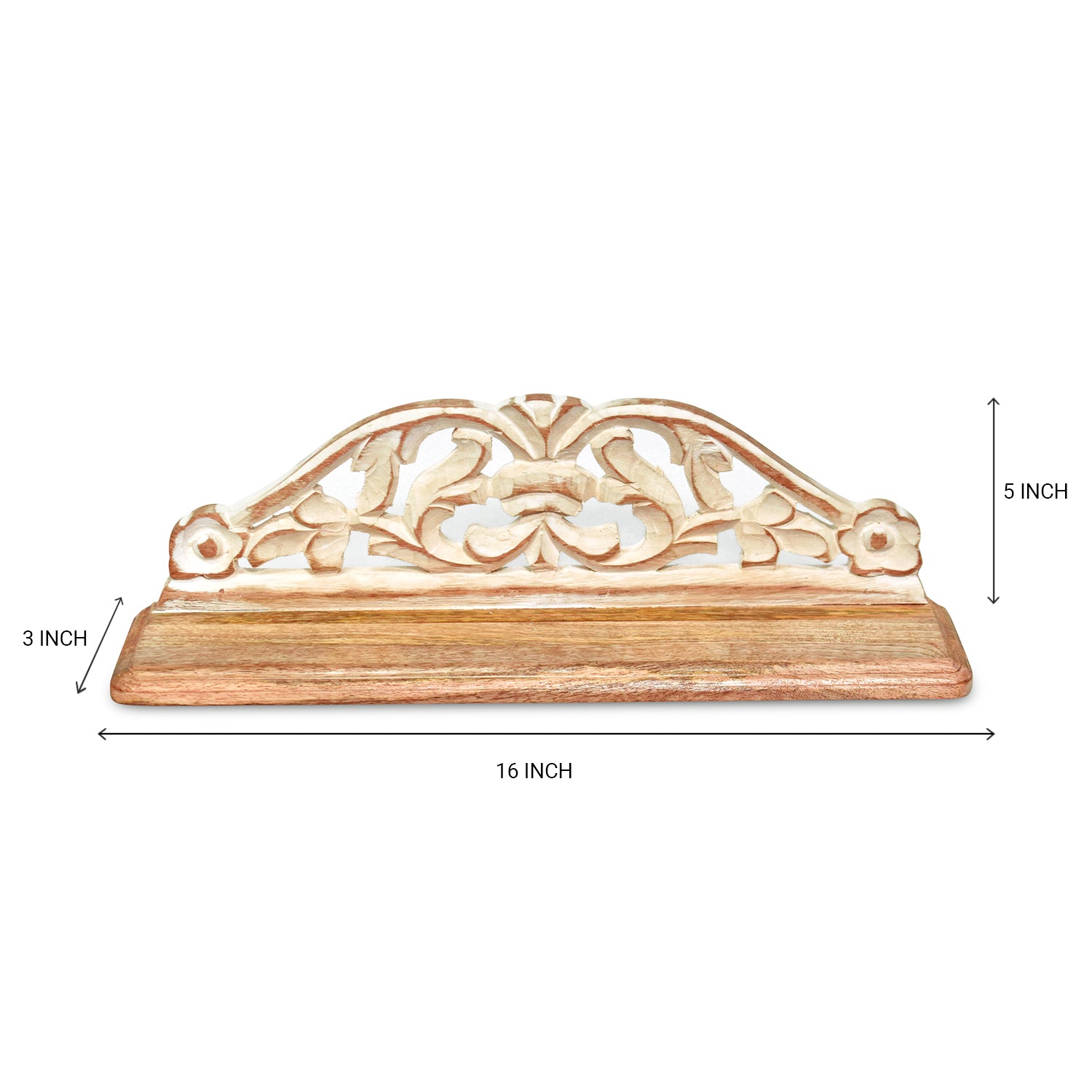 Sleek Wooden Carved White Wall Shelf
