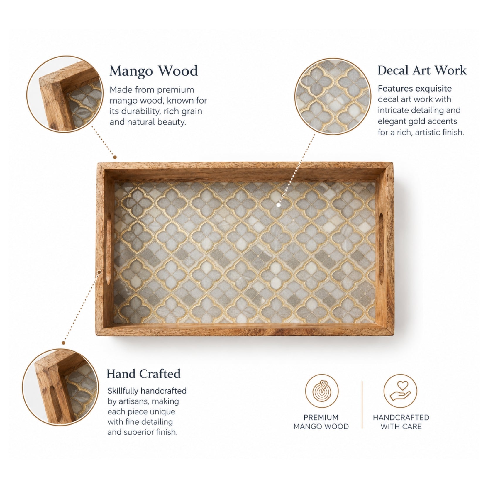 Decael Wooden Tray (GD6067)