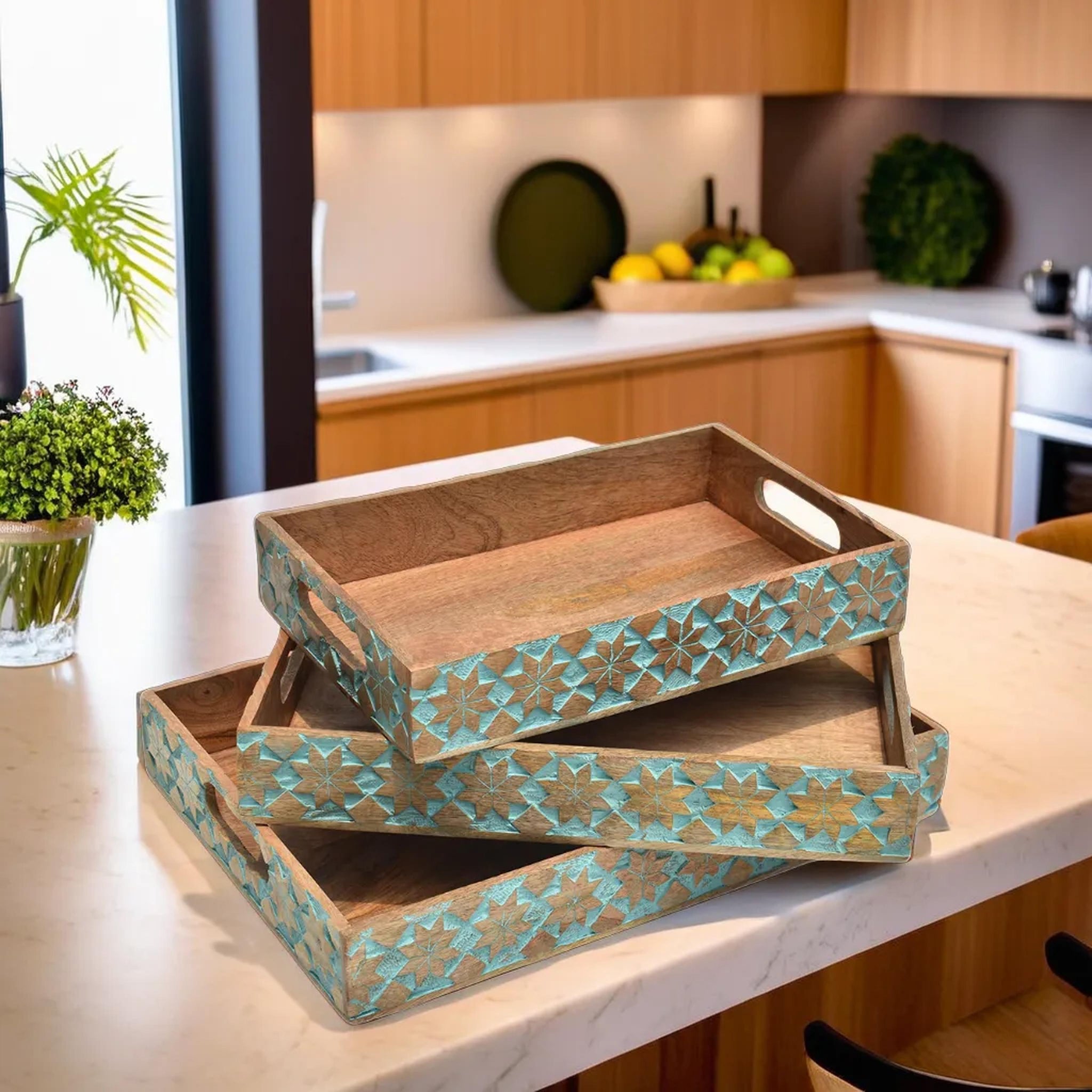 Pattern serving Wooden tray