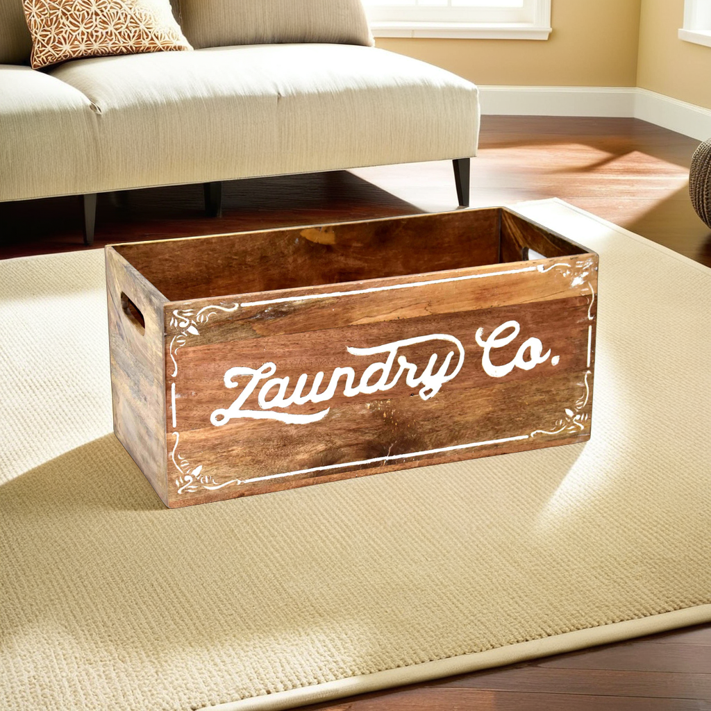 Wooden Carved Storage Crate