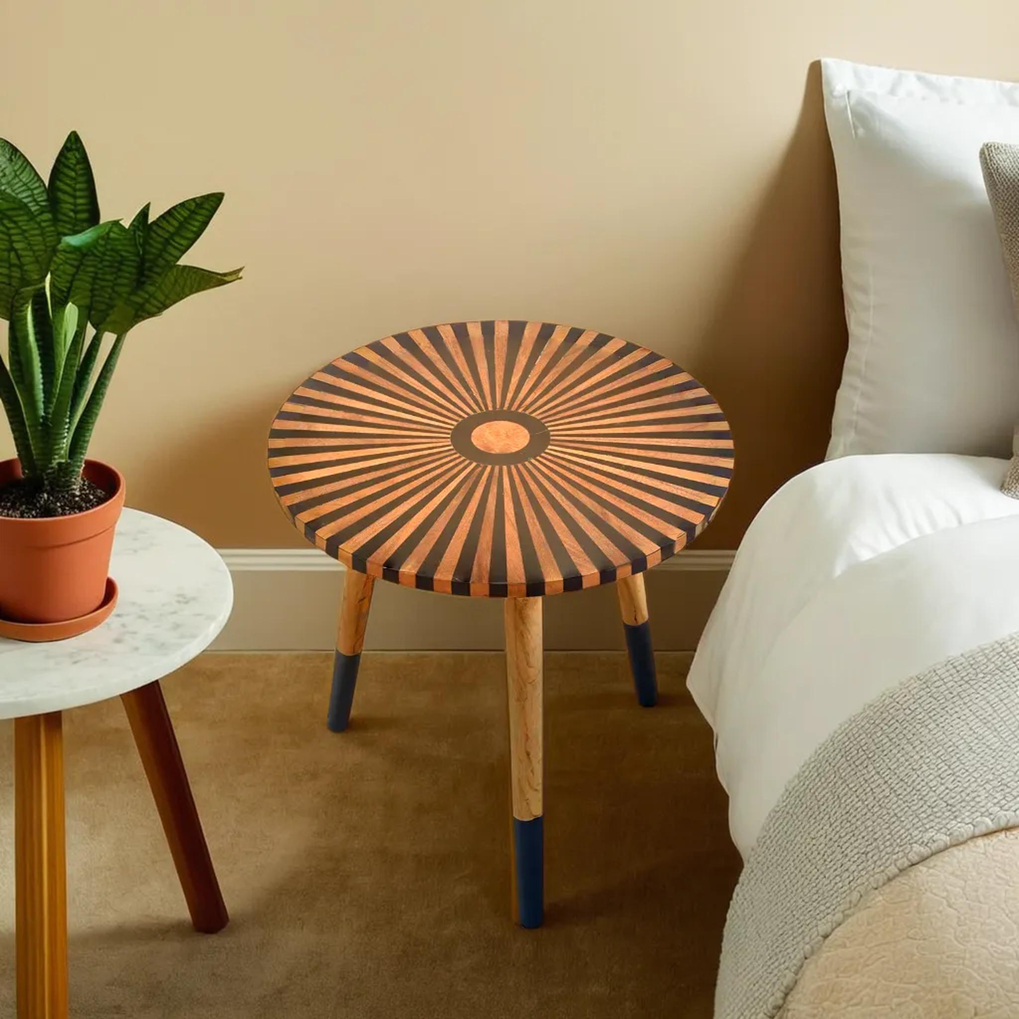 Black Chakra pattern Resin Wooden Table