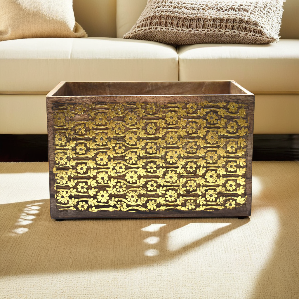 Wooden Carved Storage Crate