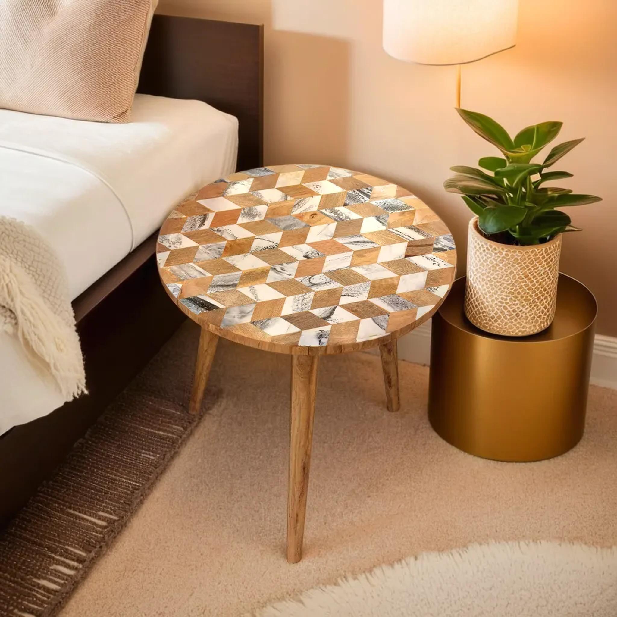 Marble textured wooden Resin Table