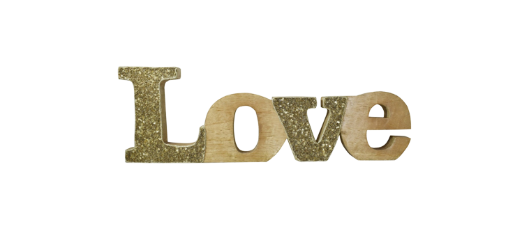 Wooden Handmade Table Decor LOVE With Golden Beads Work