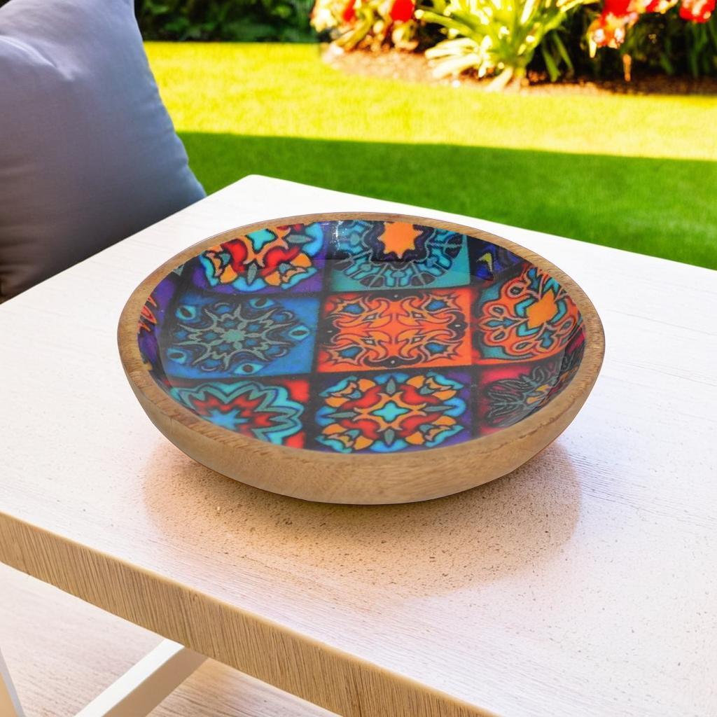 Wooden Decal Round  Serving Platter