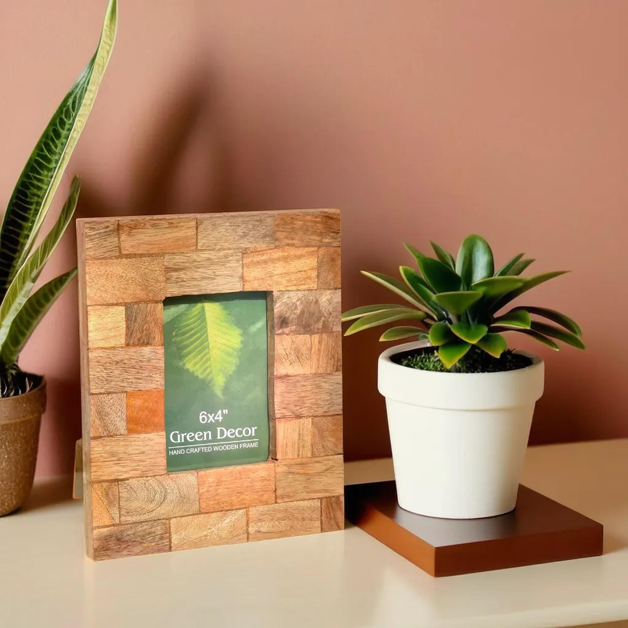 Multi Wooden bricks Carved Photo Frame