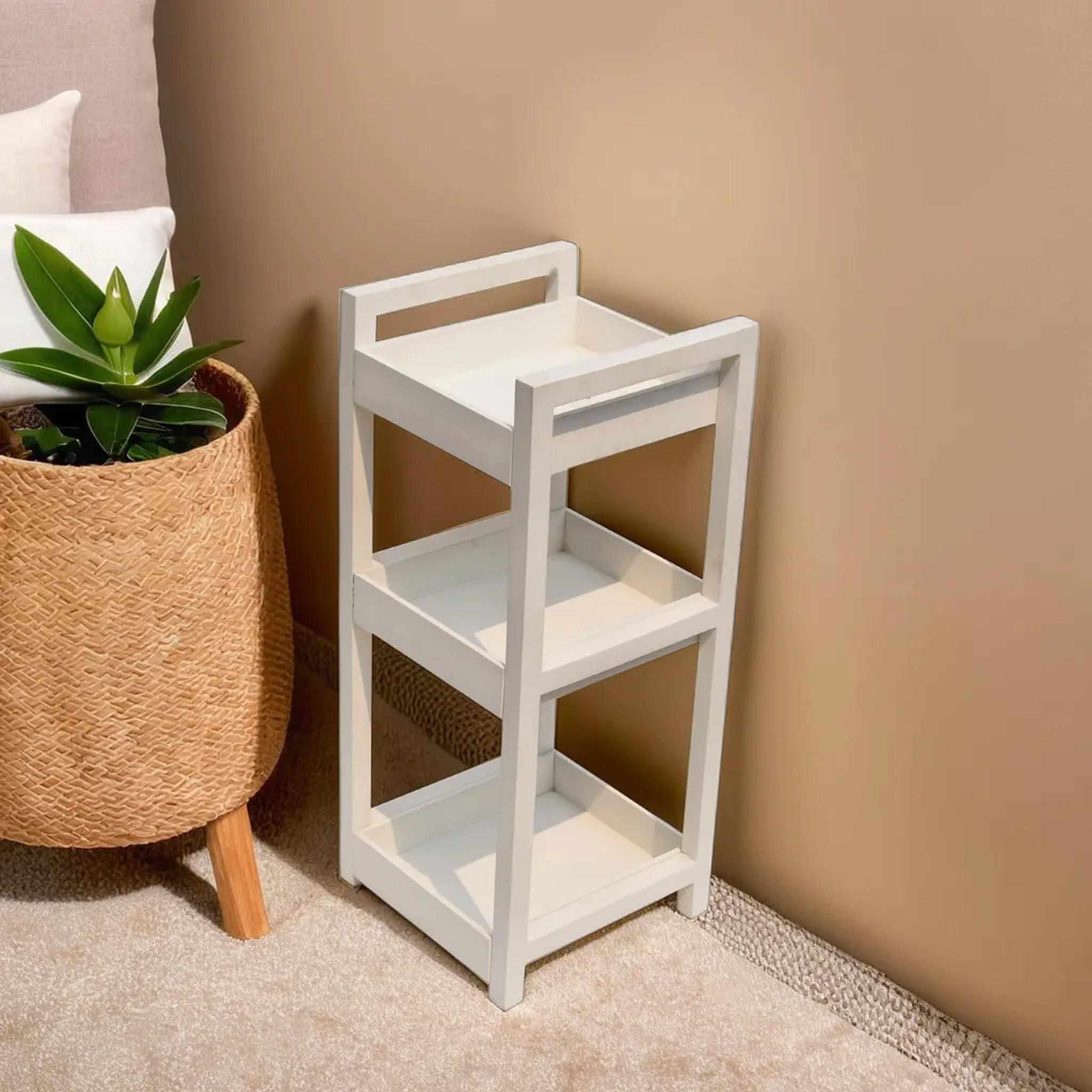 Classic white  3 Tiers Wooden Storage Organizer Rack Shelf