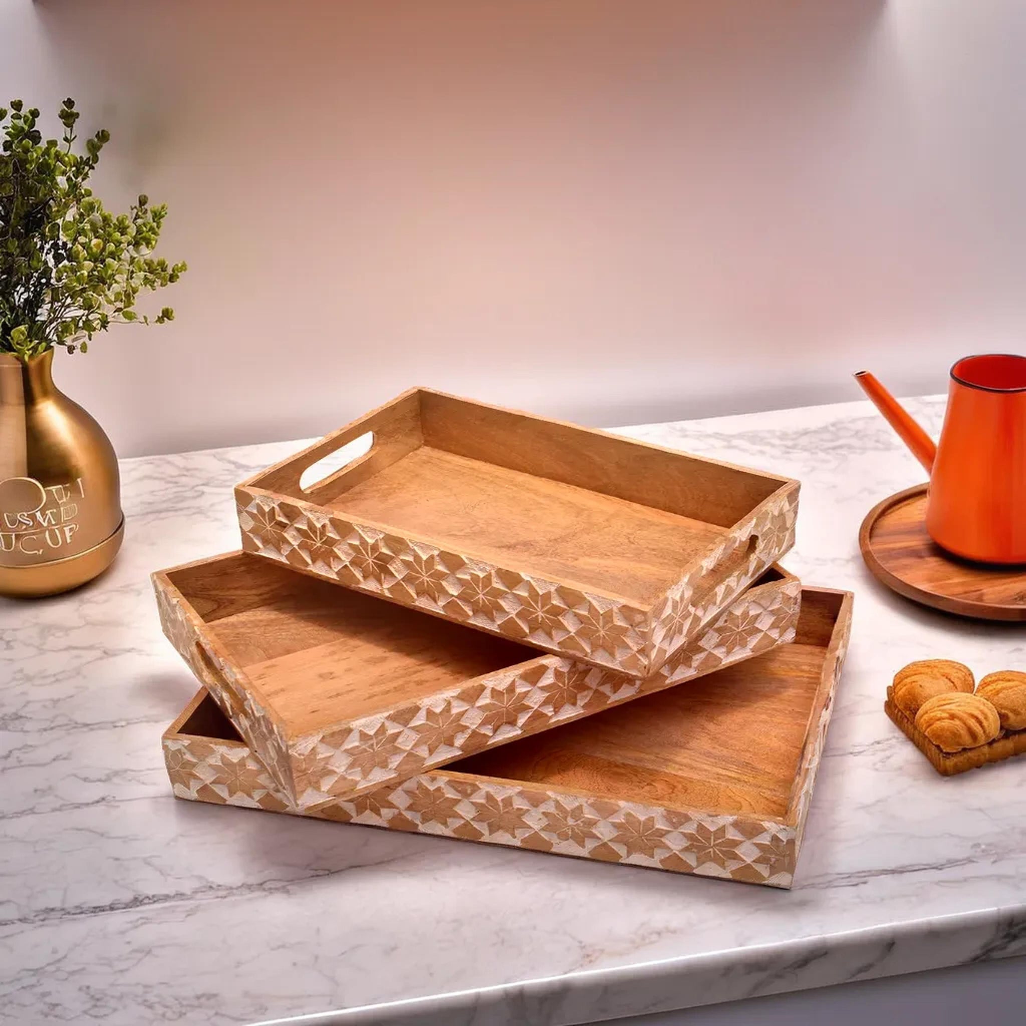 Pattern serving Wooden tray