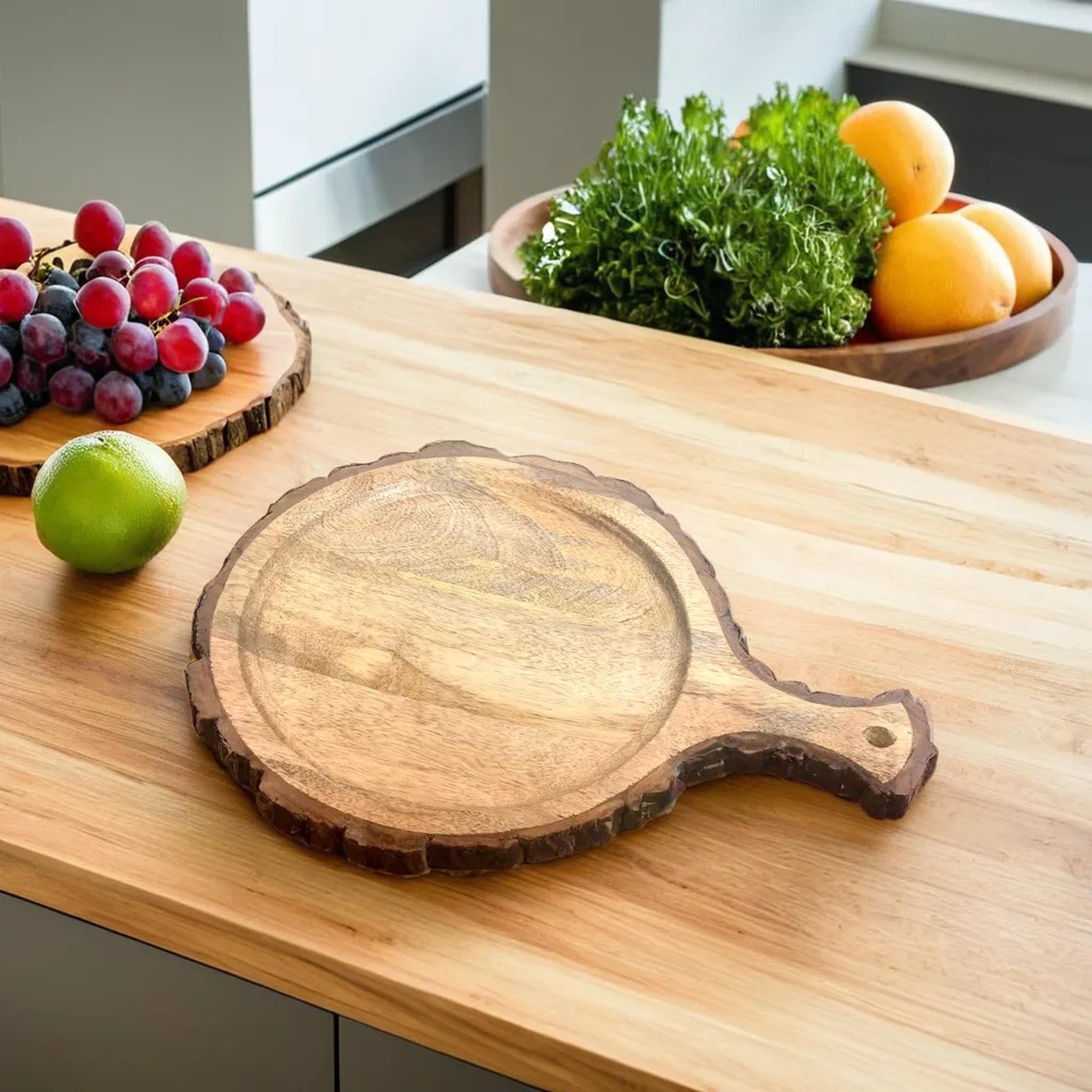 Wooden Bark border round Serving Platter