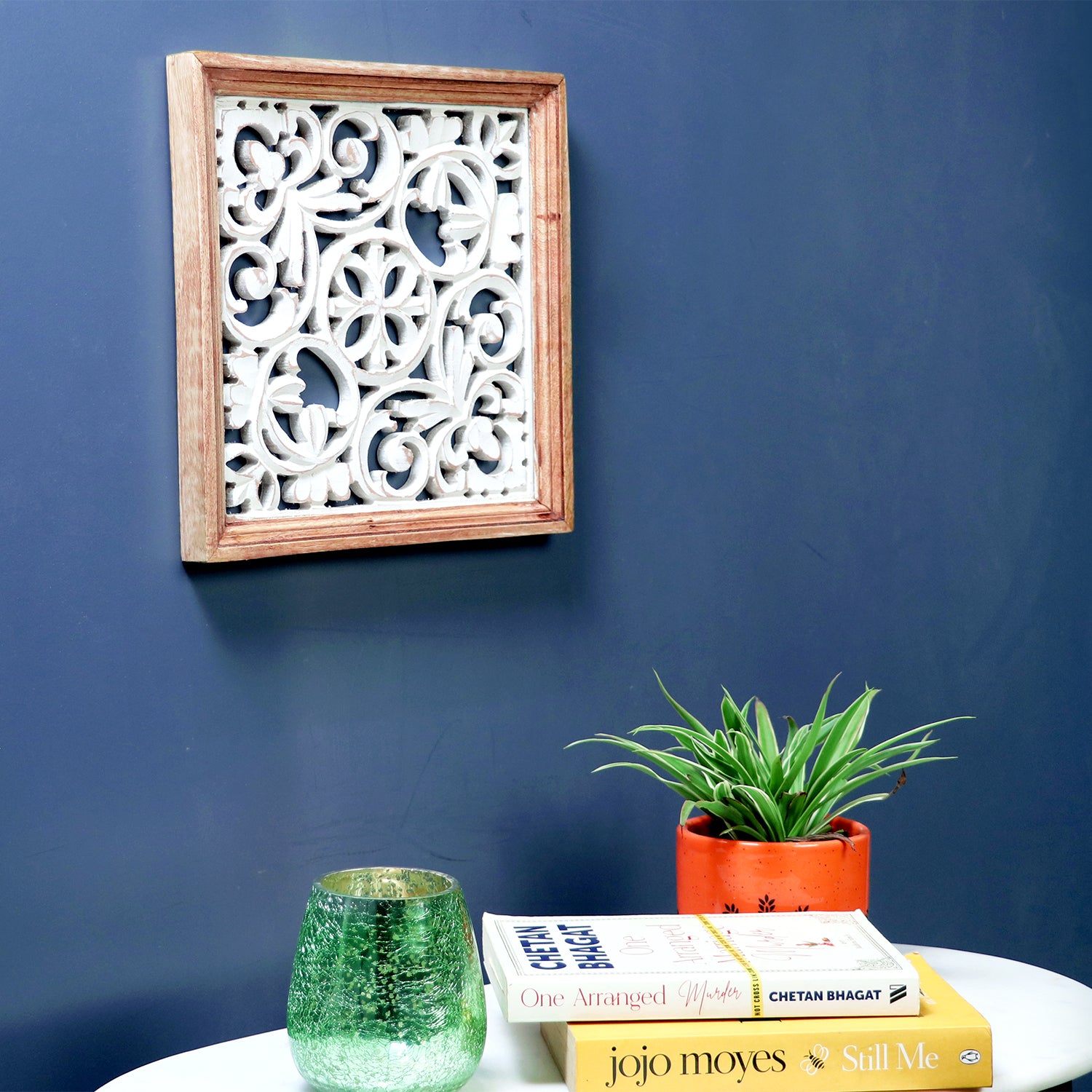 Wooden Carved white Wall Panel