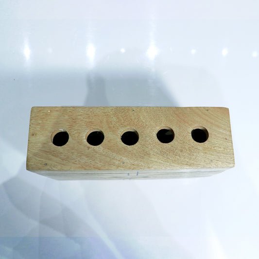 Wooden Line art carved make up brush holder