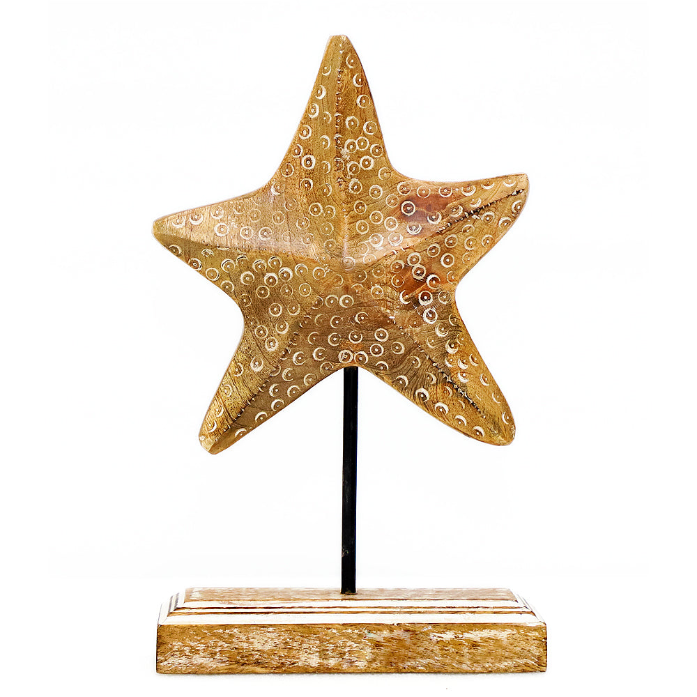 Wooden Star Table Decor S/2