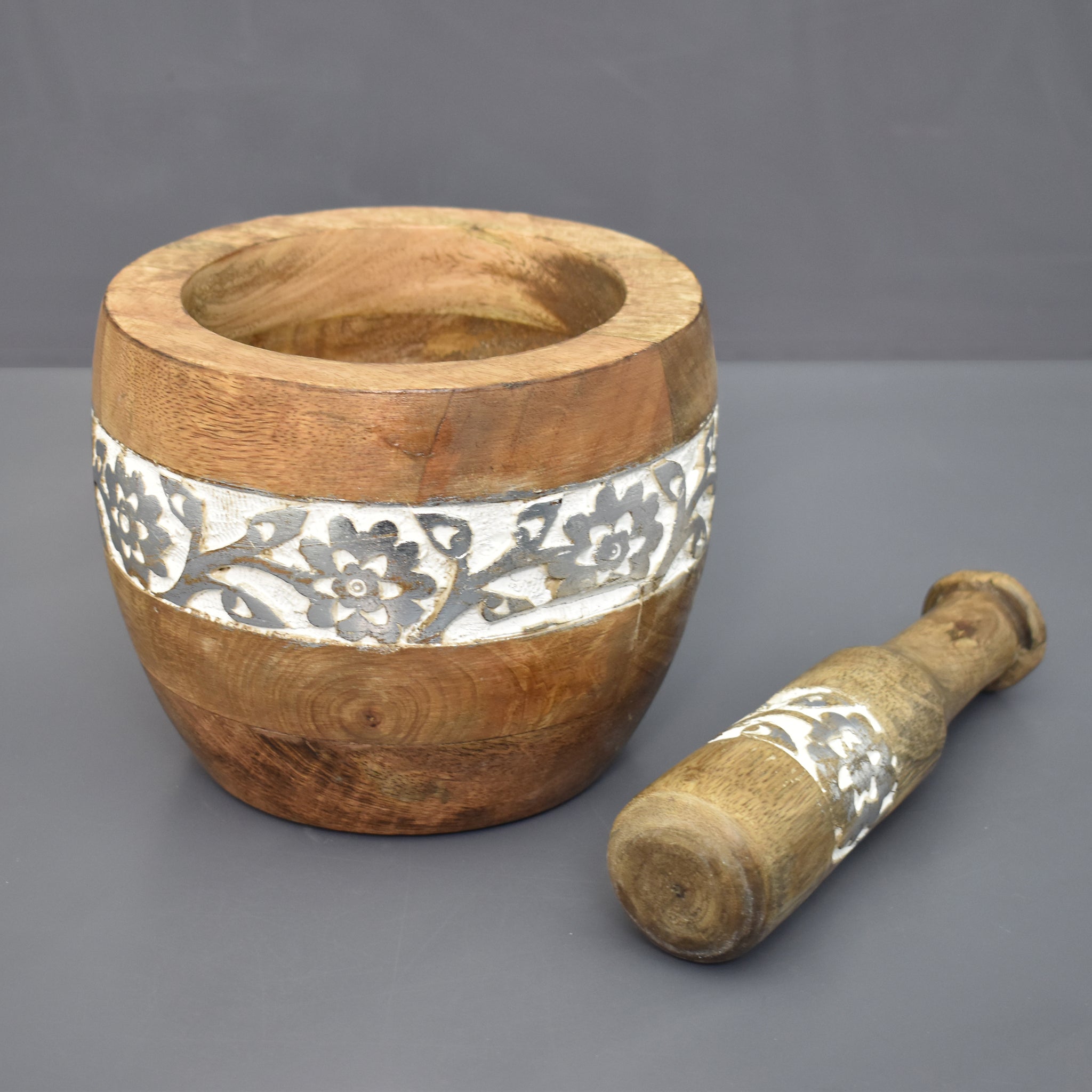 Wooden Carved Mortar & Pestle (GD1986A)