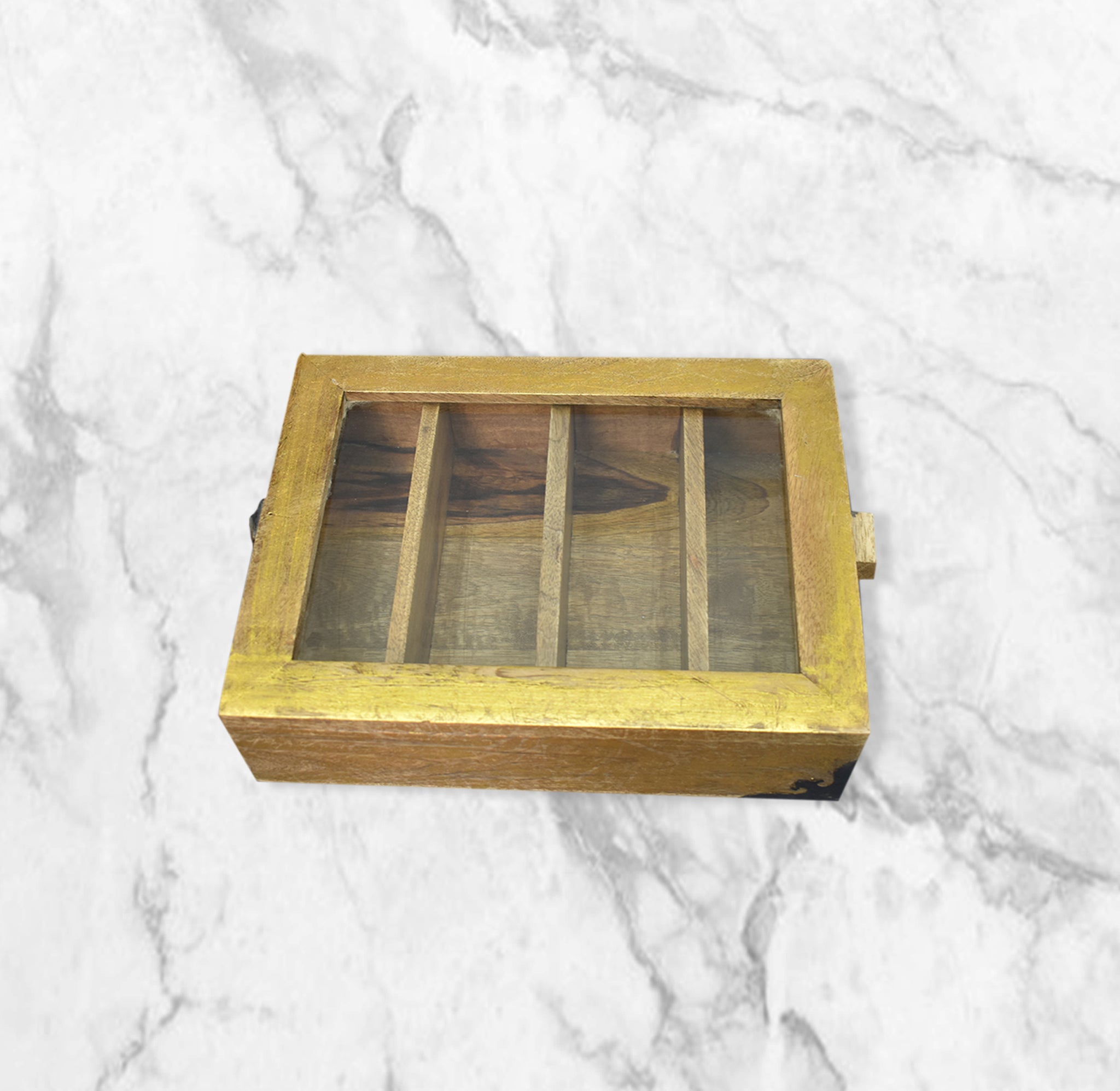 Wooden Engraved Cutlery Box with Metal Cladding (GD1833)