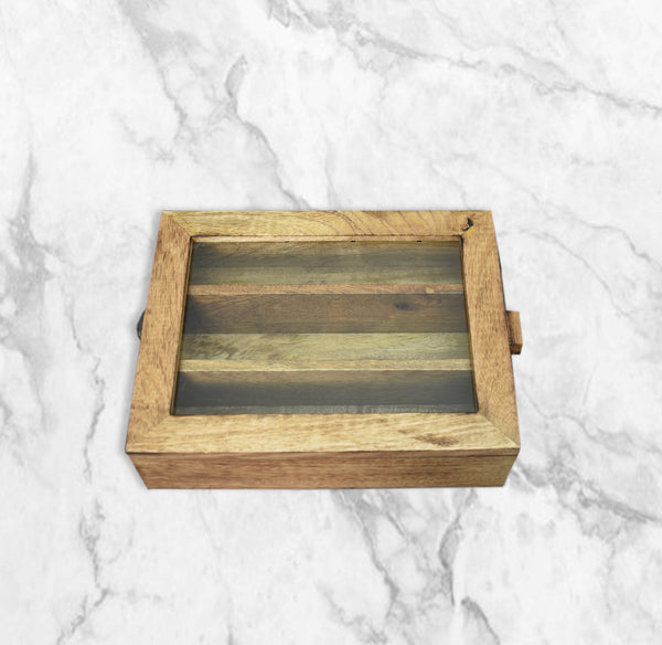 Wooden Engraved Cutlery Box with Metal Cladding (GD1830)