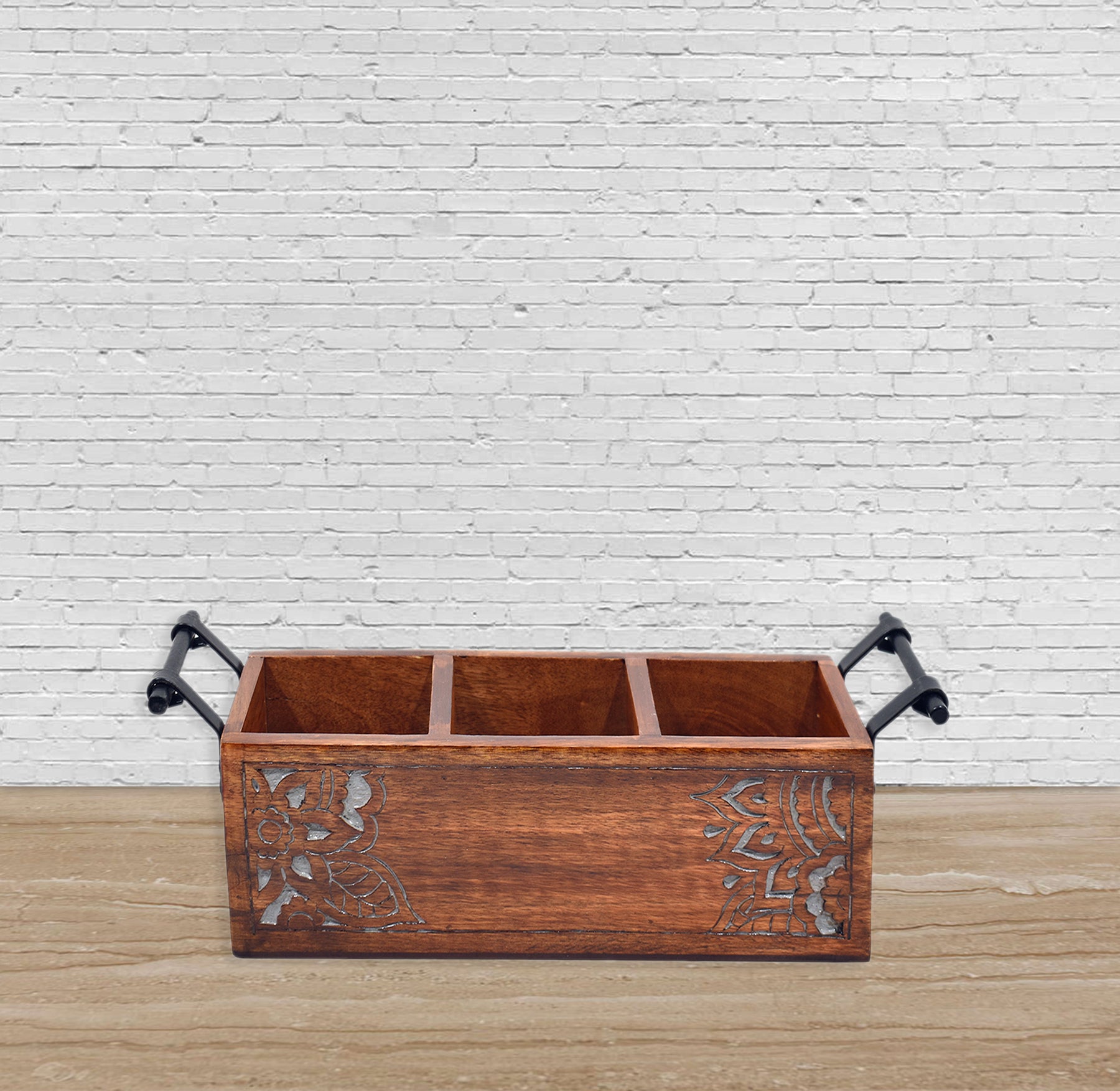 Wooden Carved, Utensil Caddy (GD1699)