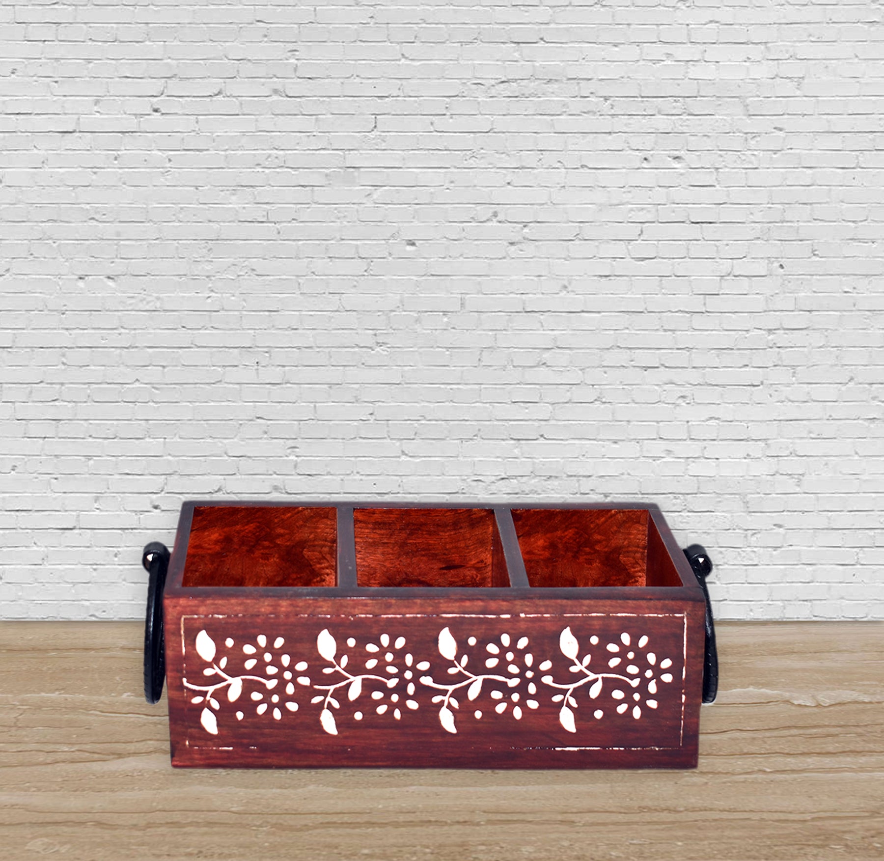 Wooden Carved, Utensil Caddy (GD1699A)