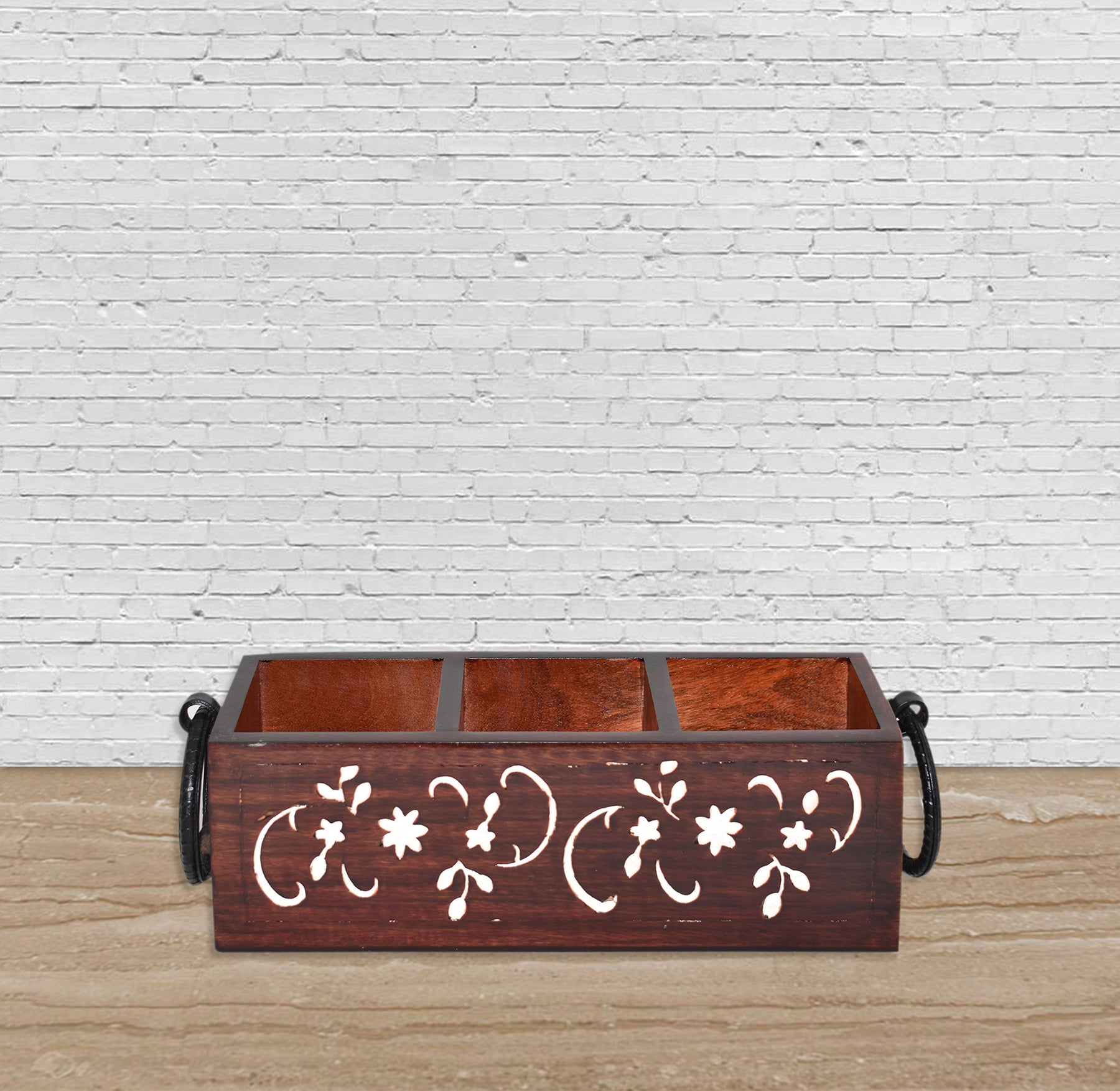 Wooden Carved, Utensil Caddy (GD1699B)