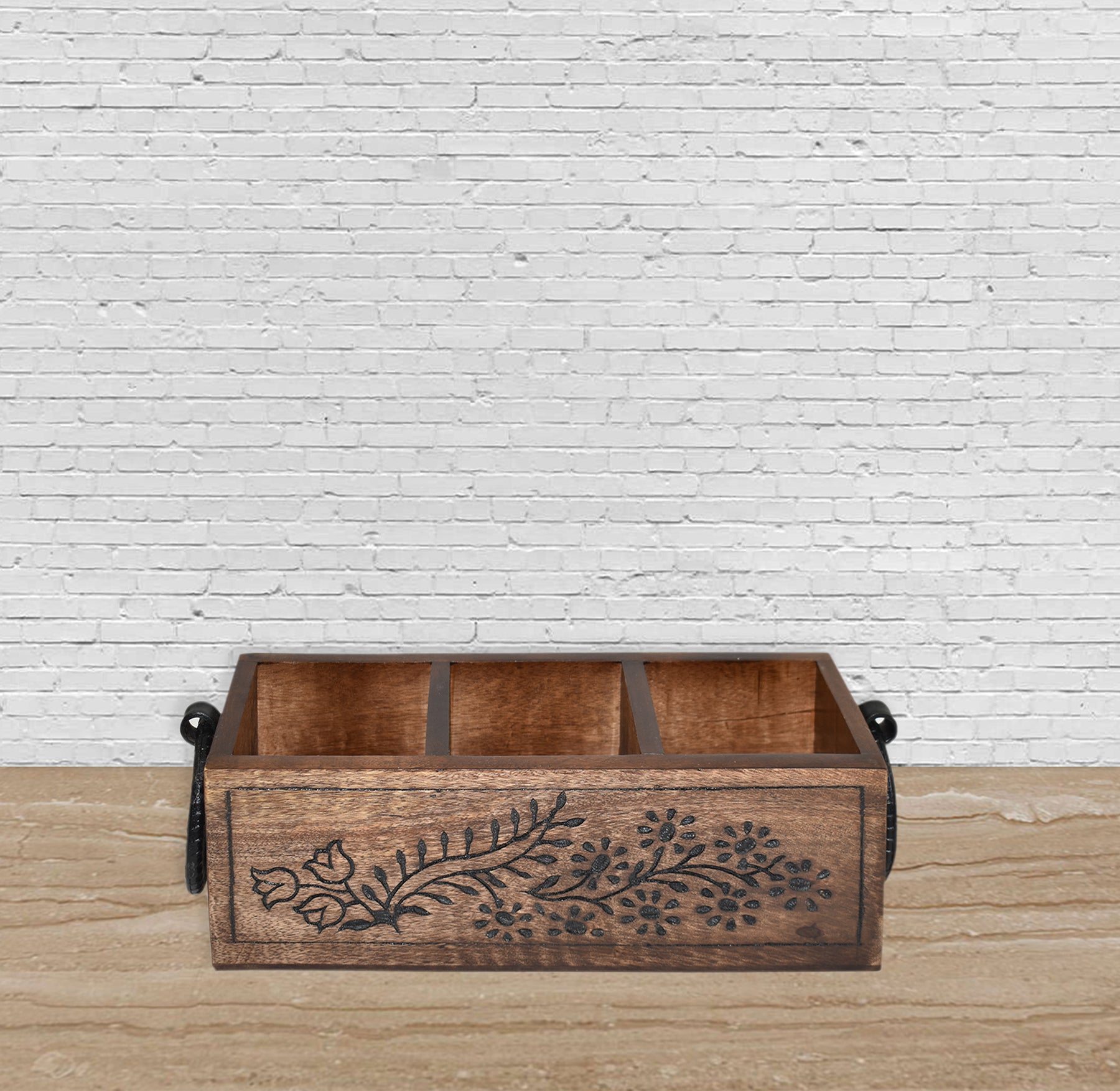 Wooden Carved, Utensil Caddy (GD1699C)