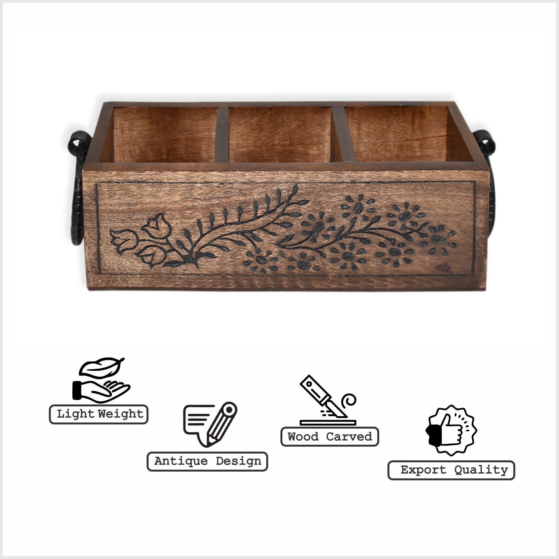 Wooden Carved, Utensil Caddy (GD1699C)
