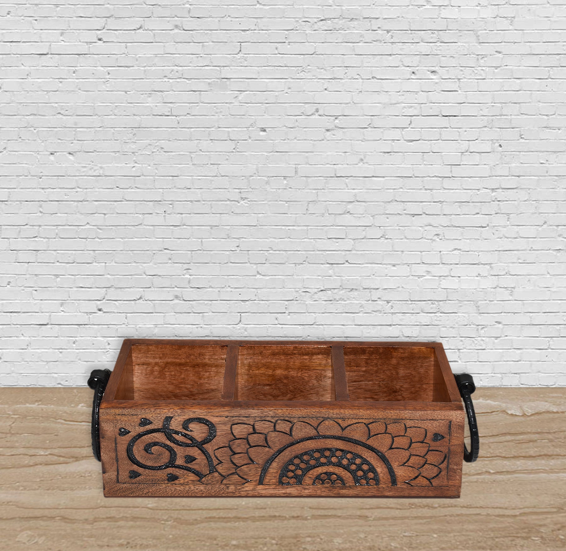 Wooden Carved, Utensil Caddy (GD1699D)