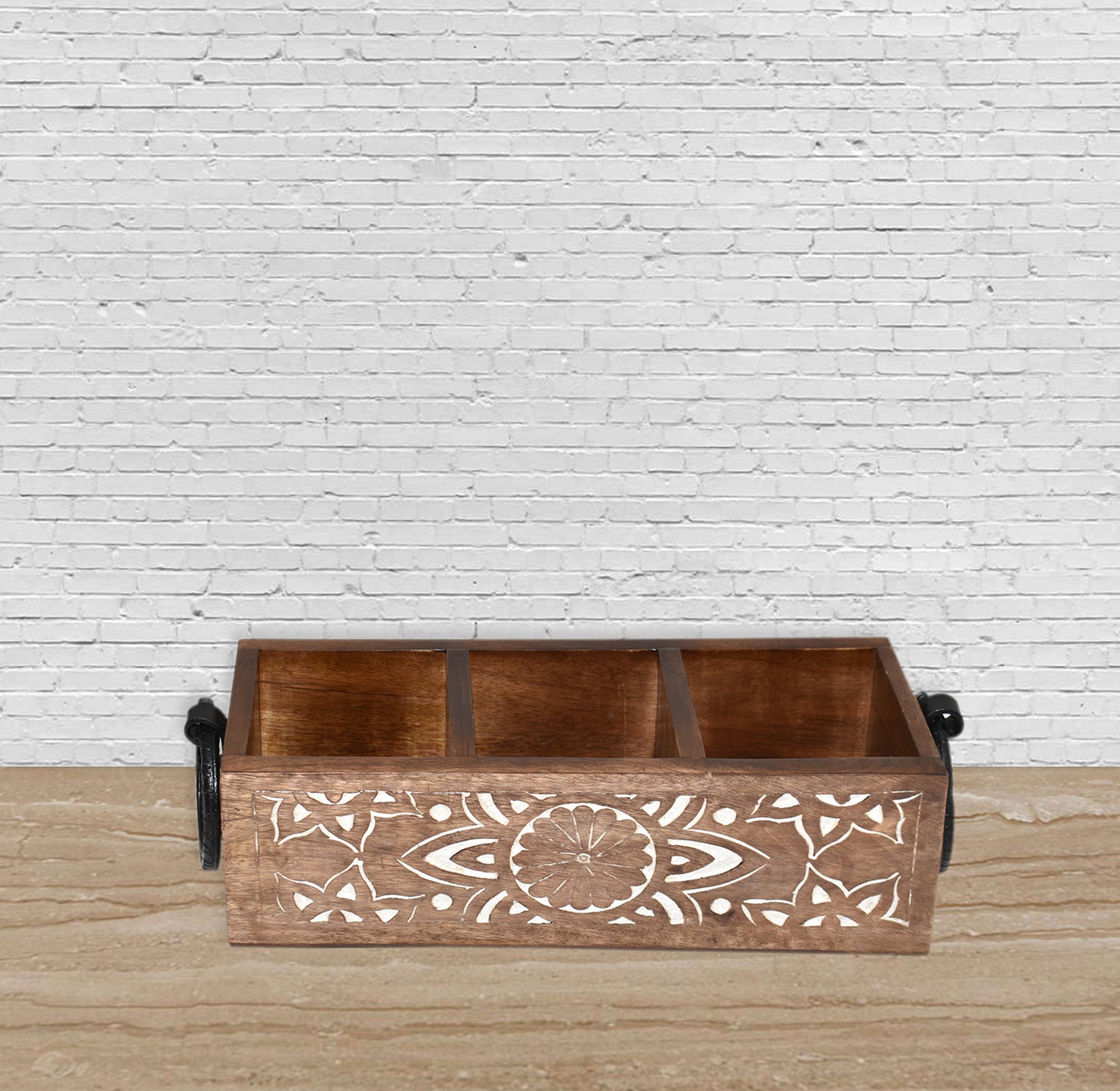 Wooden Carved, Utensil Caddy (GD1699E)