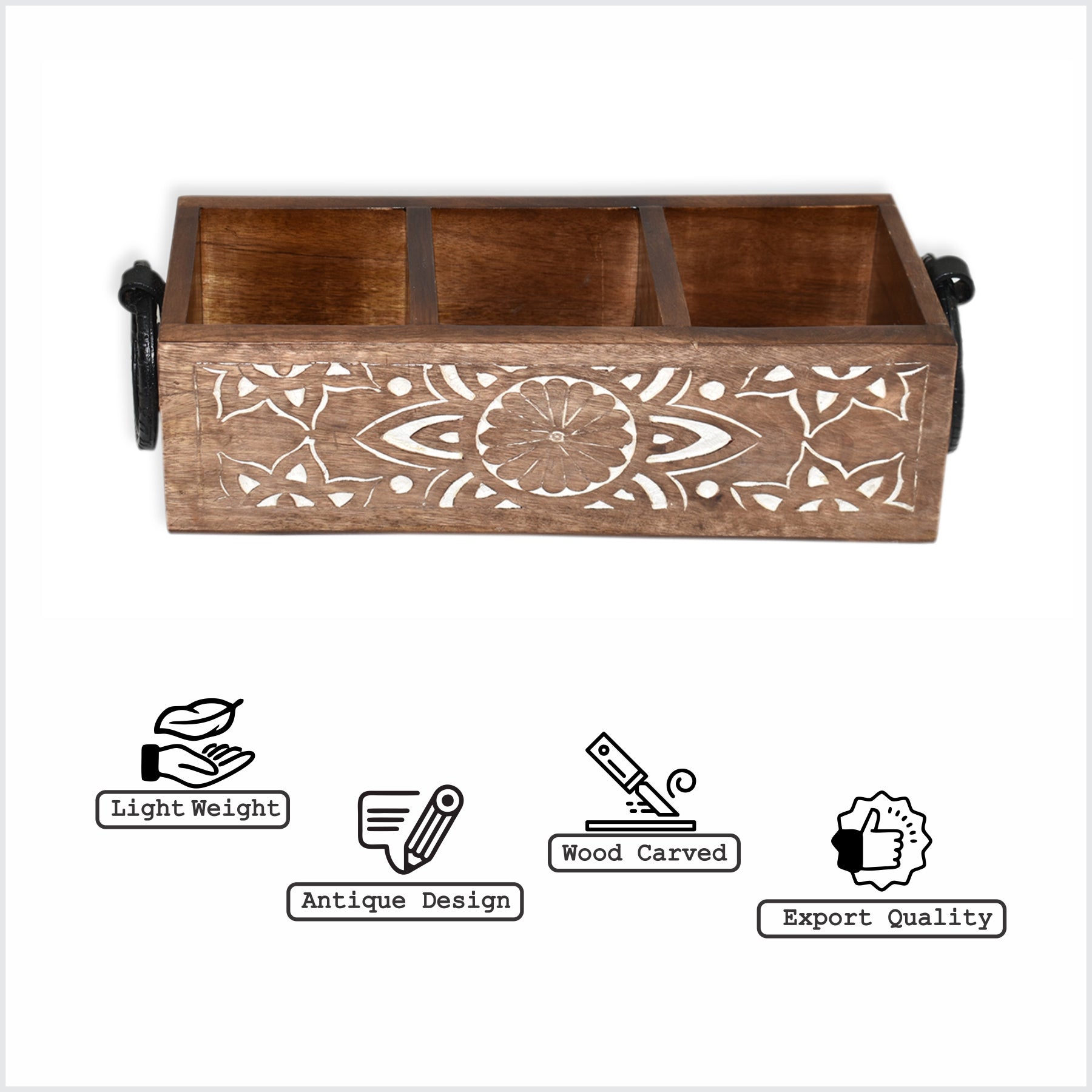 Wooden Carved, Utensil Caddy (GD1699E)
