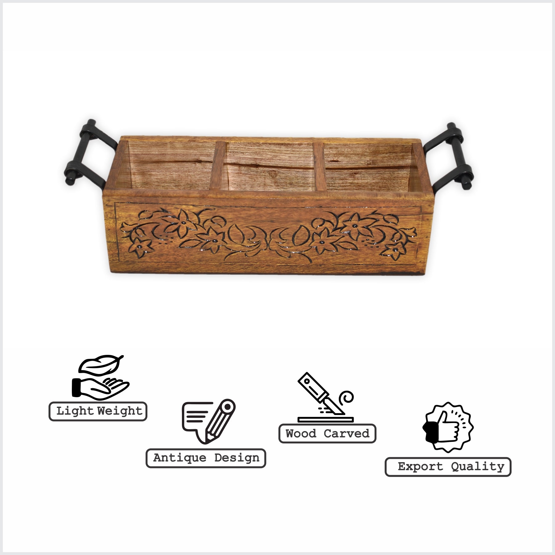 Wooden Carved, Utensil Caddy (GD1699F)