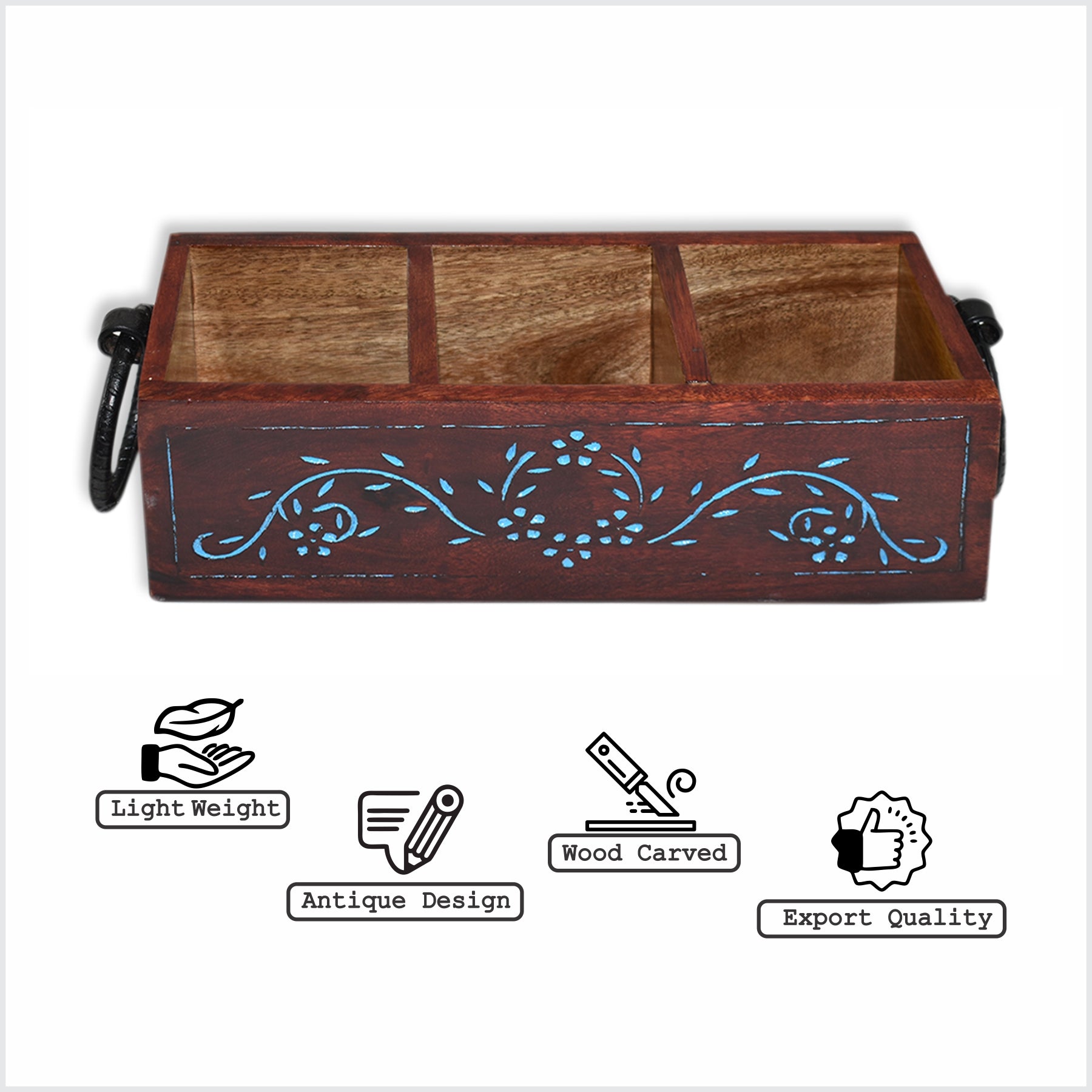 Wooden Carved, Utensil Caddy (GD1699G)