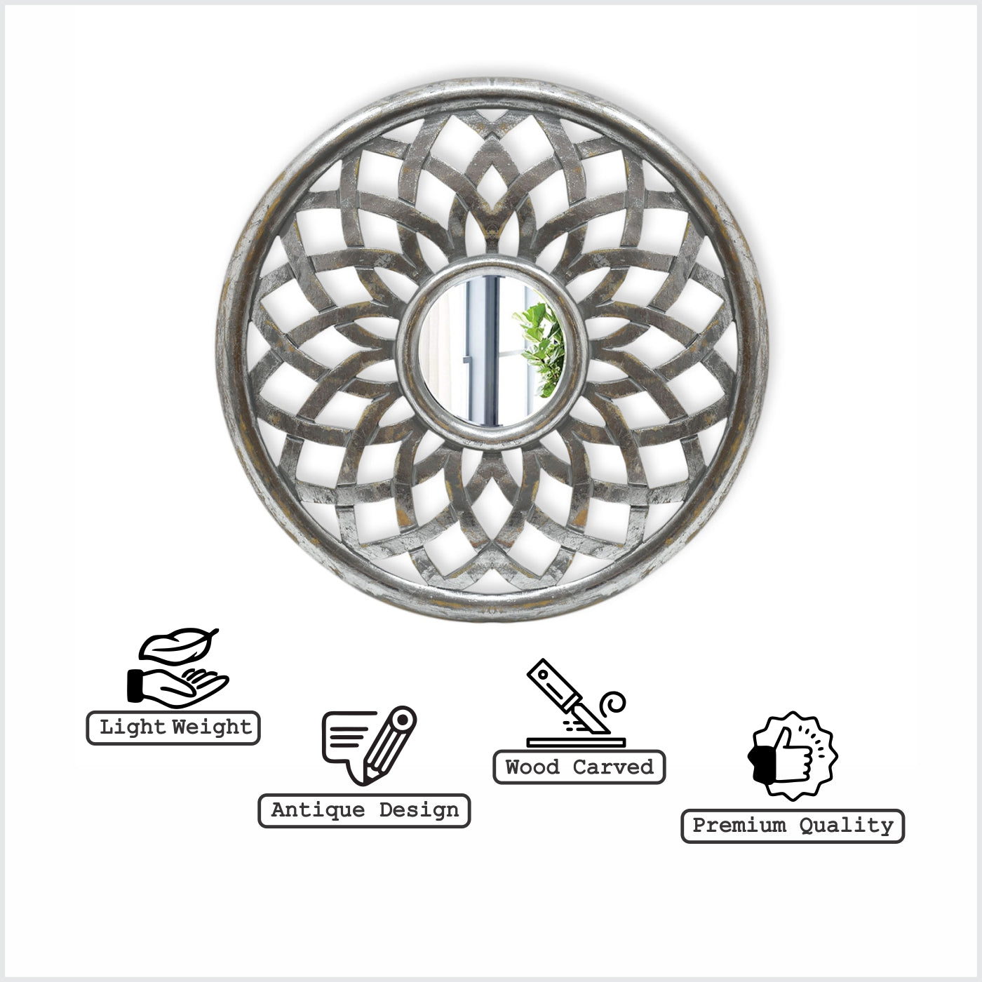 Wooden Carved Wall Mirror Panel (GD1616)