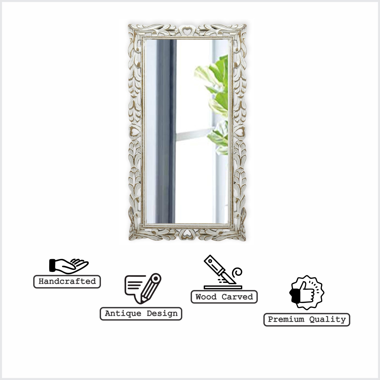 Wooden Antique Carved Wall Mirror (GD1619)