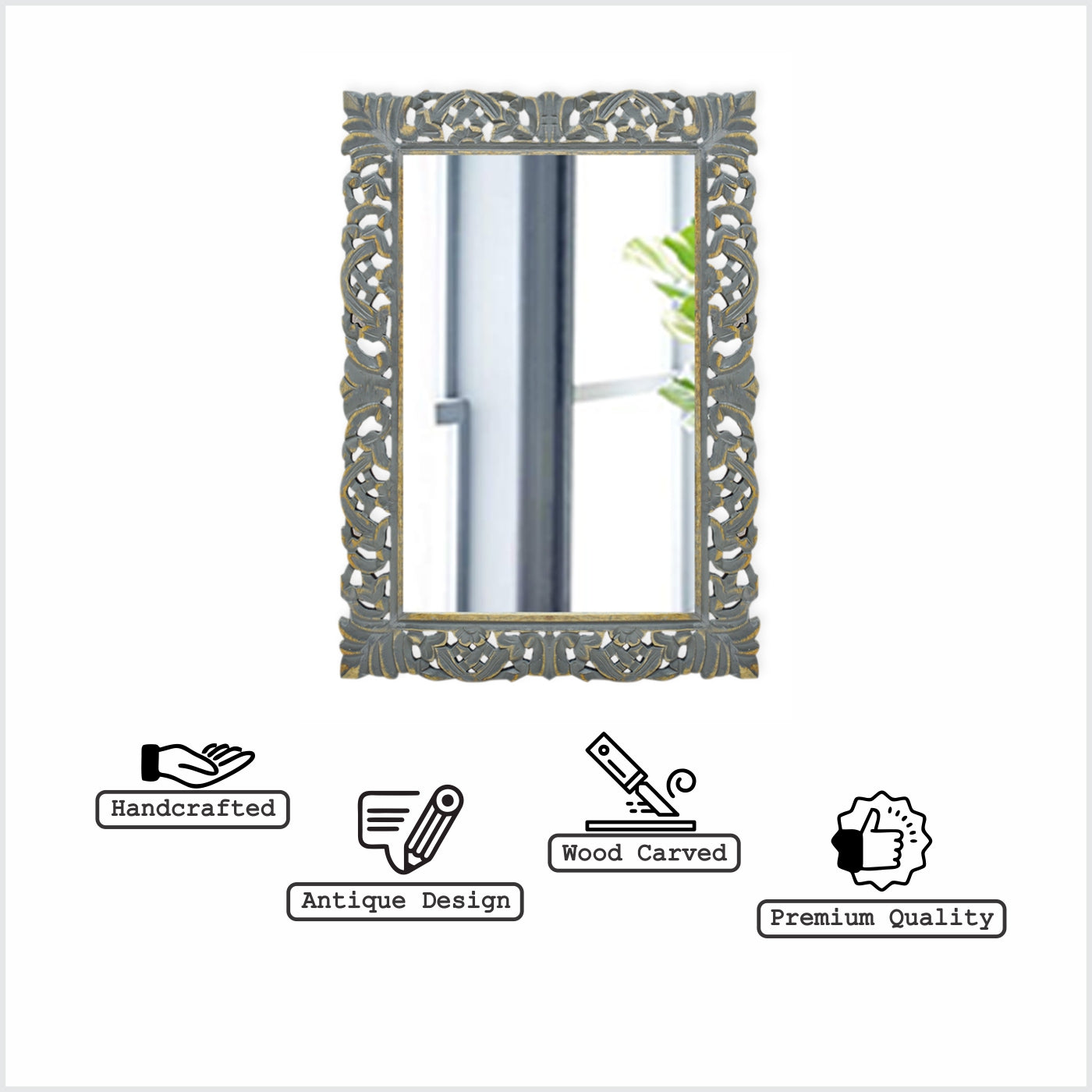 Wooden Antique Carved Wall Mirror (GD1618)