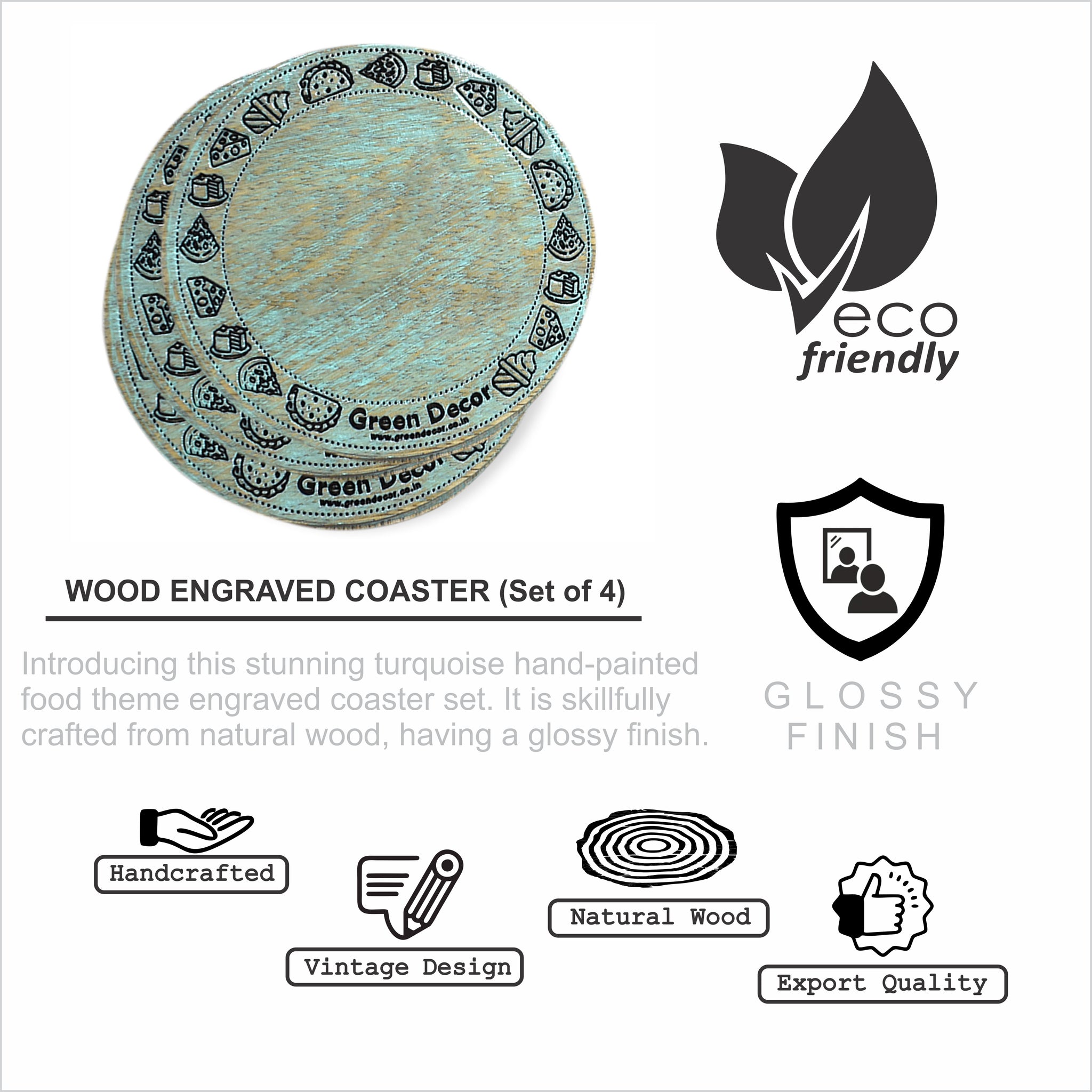 Wooden Engraved Coaster Set - Minimalist (GD2275)