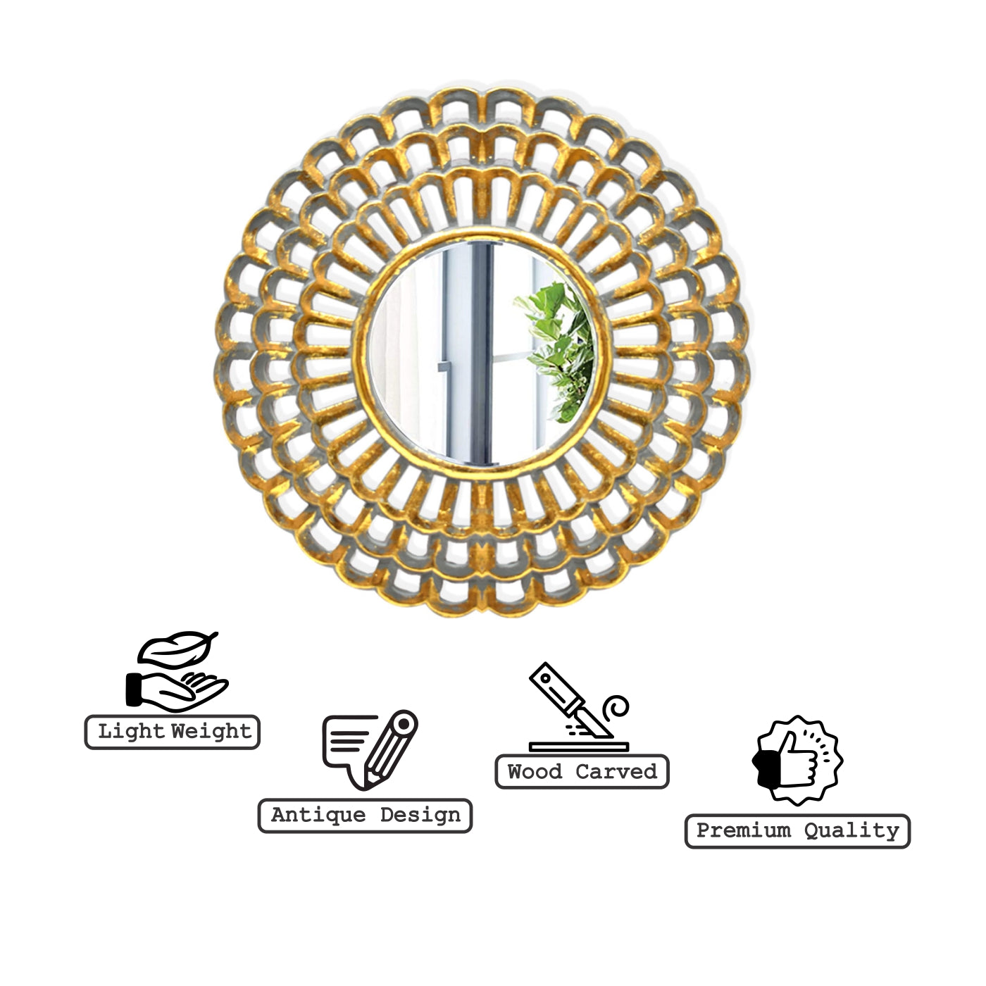 Wooden Carved Wall Mirror (GD1614)