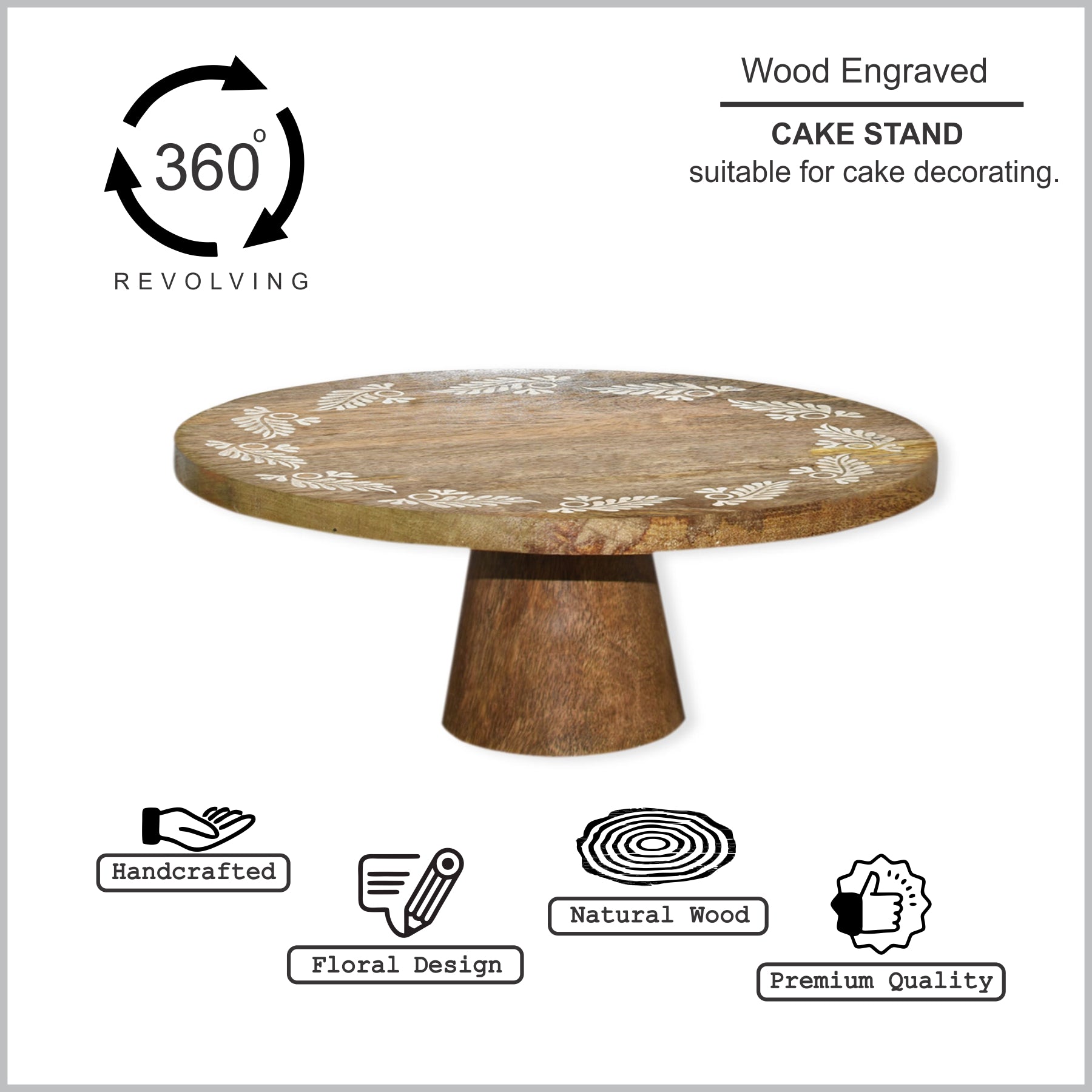 Wooden Engraved Cake Stand (GD1656)
