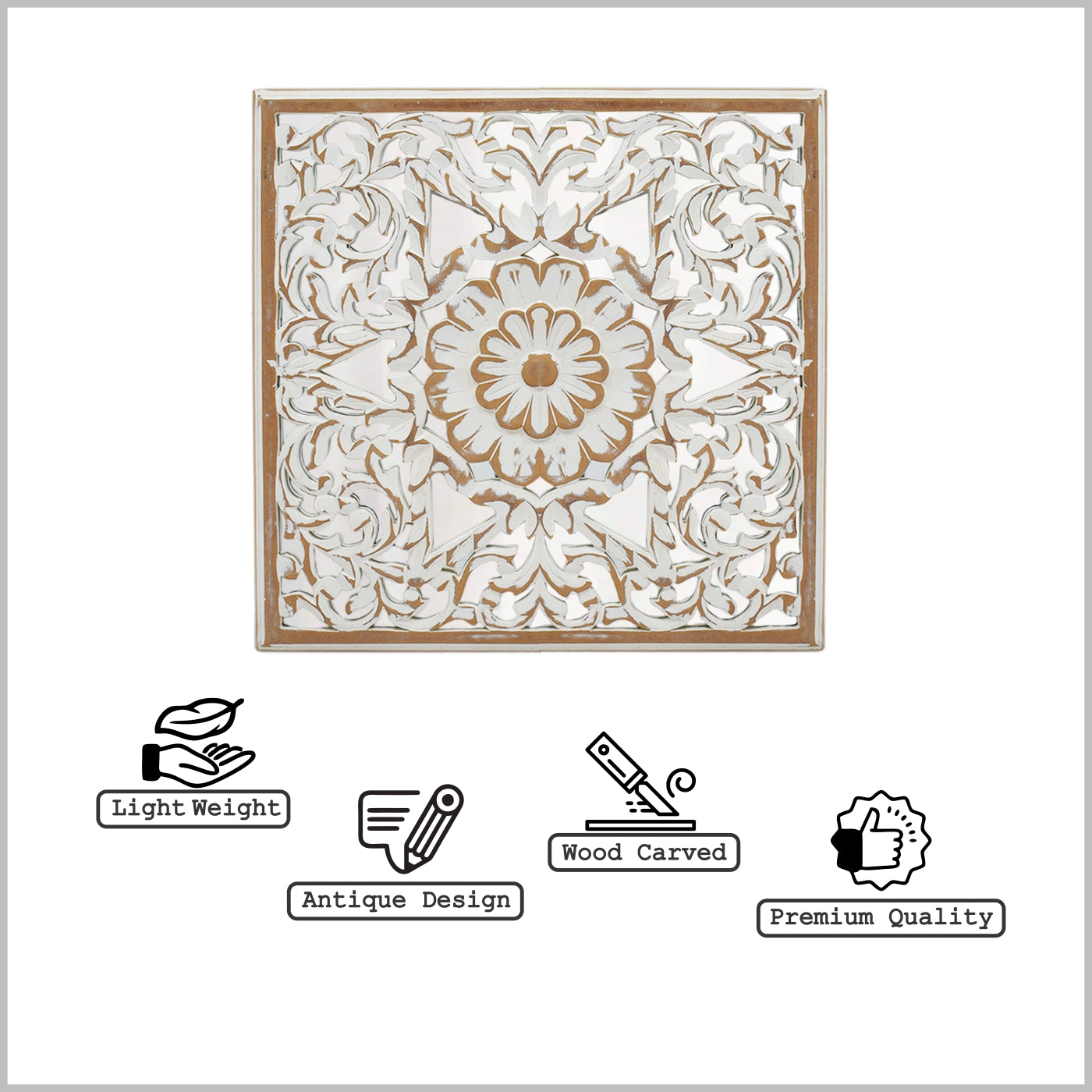 Wooden Carved Vintage Wall Mirror Panel (GD1617)