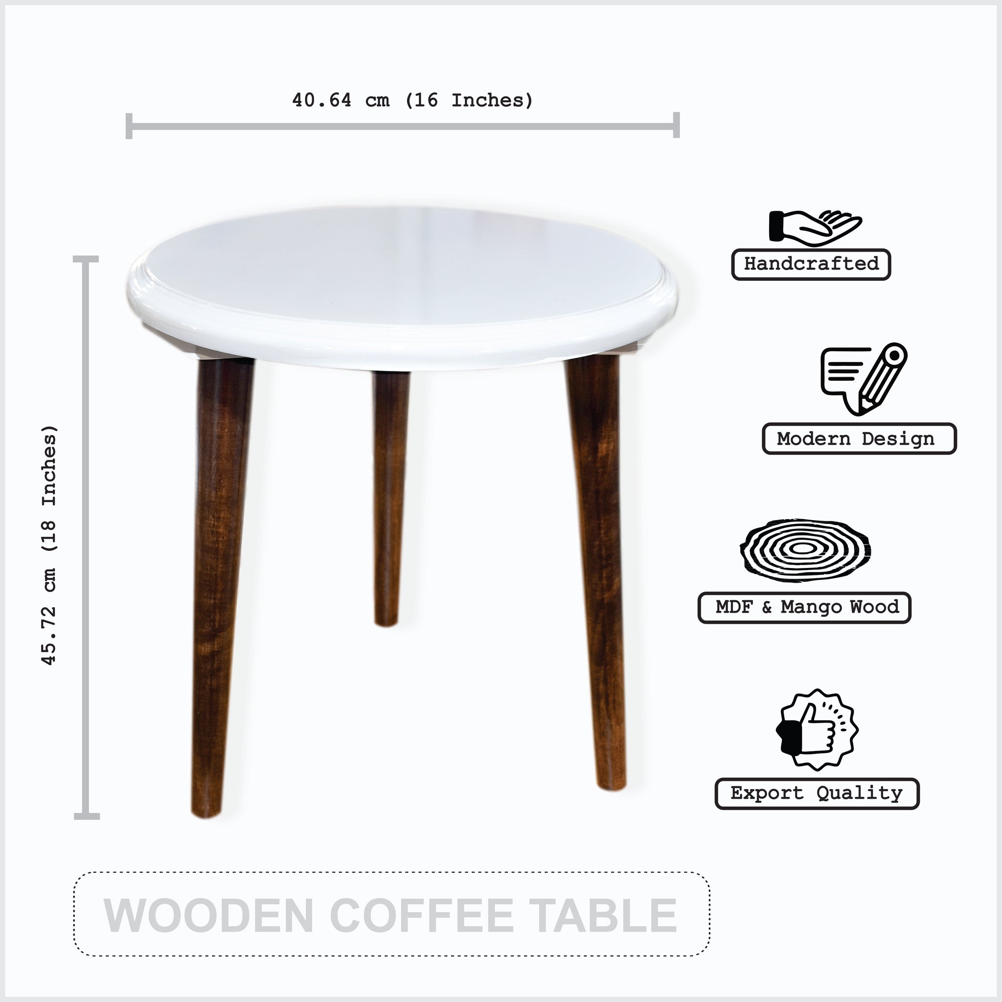 Handcrafted, Wooden Coffee Table - PU Coated (GD2284)