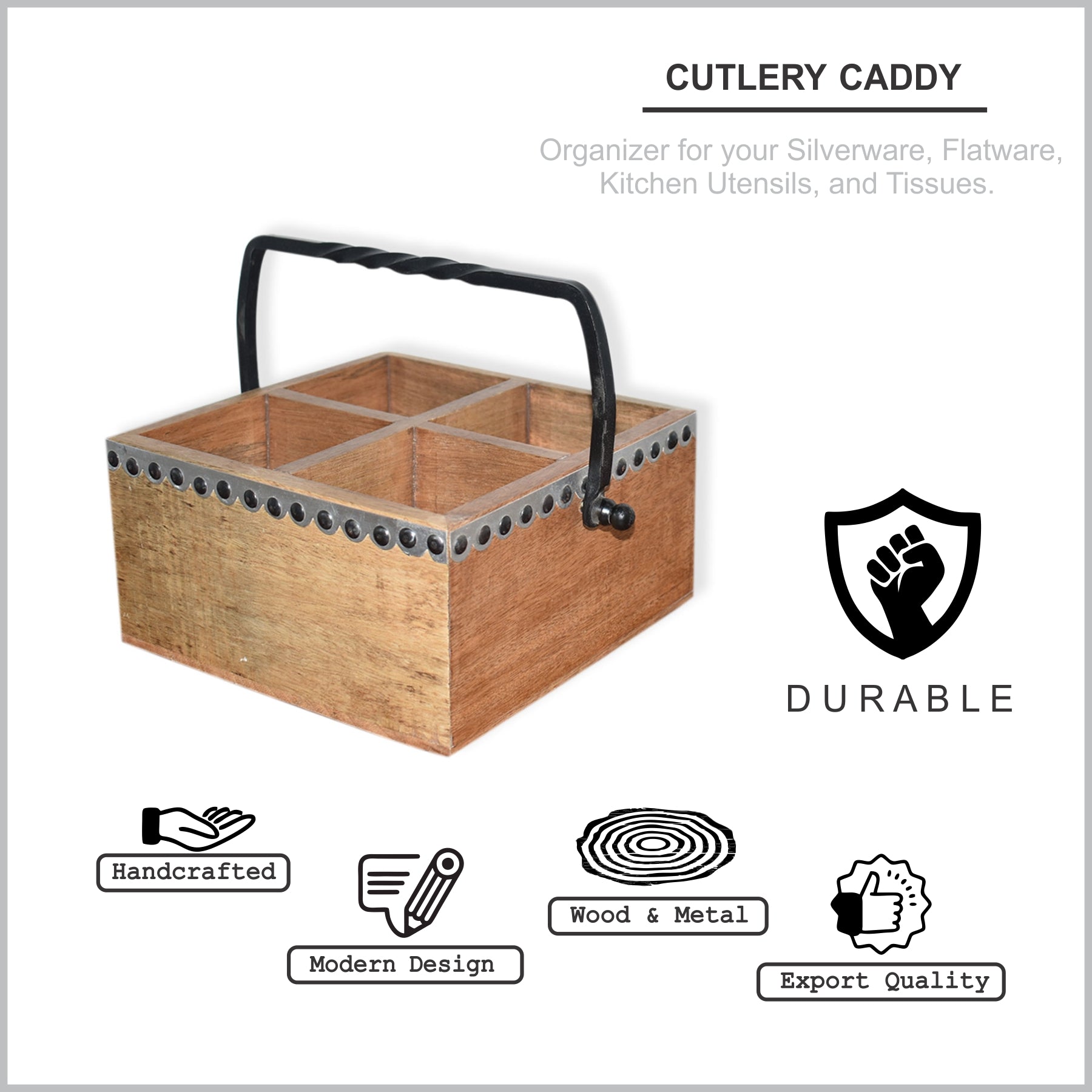 Cutlery Wooden Caddy (GD1639)