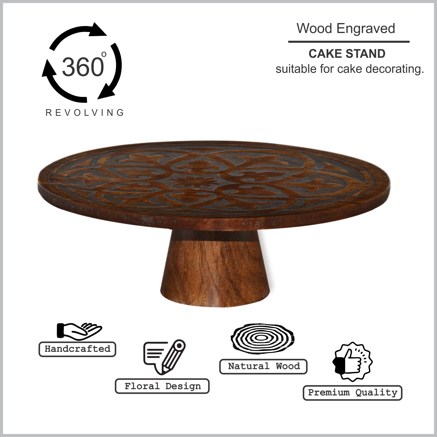 Wooden Engraved Cake Stand (GD1653)