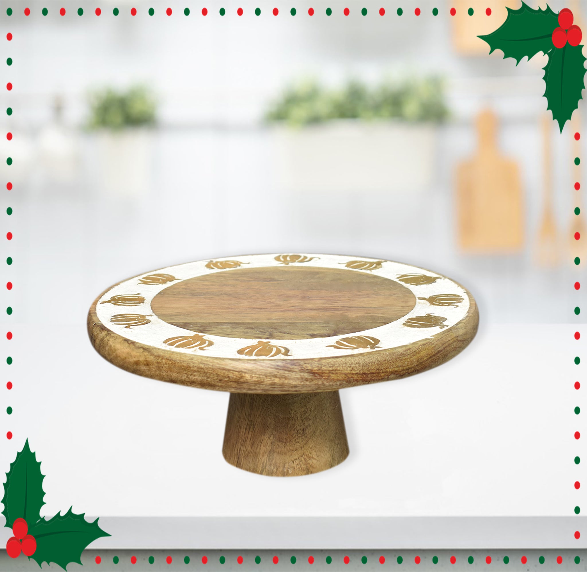 Wooden Carved, Cake Stand (GD1836)