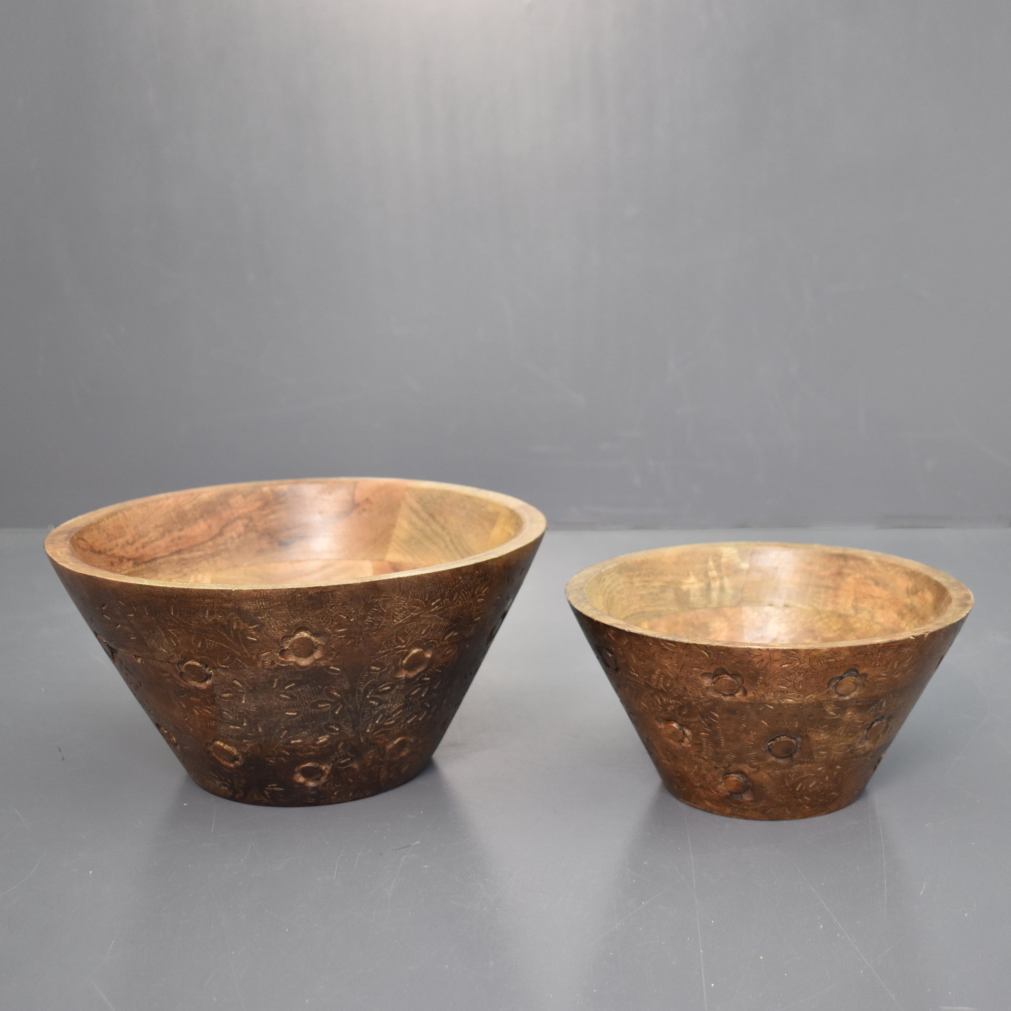 Wooden Carved Bowls, Set of 2 (GD1921)
