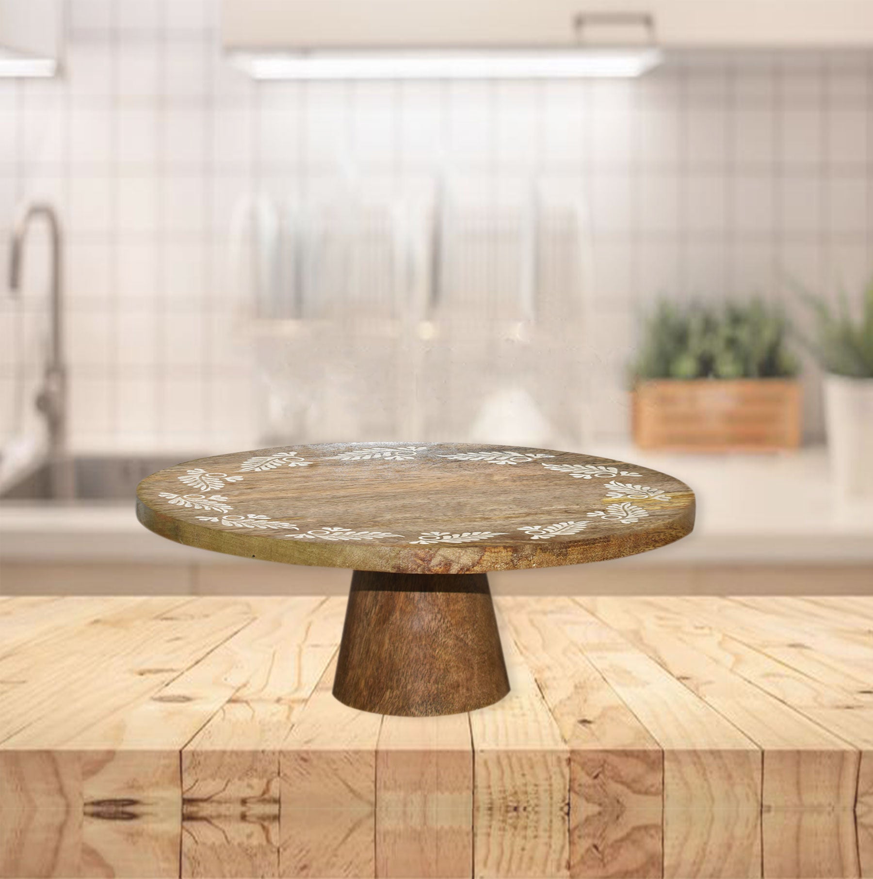 Wooden Engraved Cake Stand (GD1656)